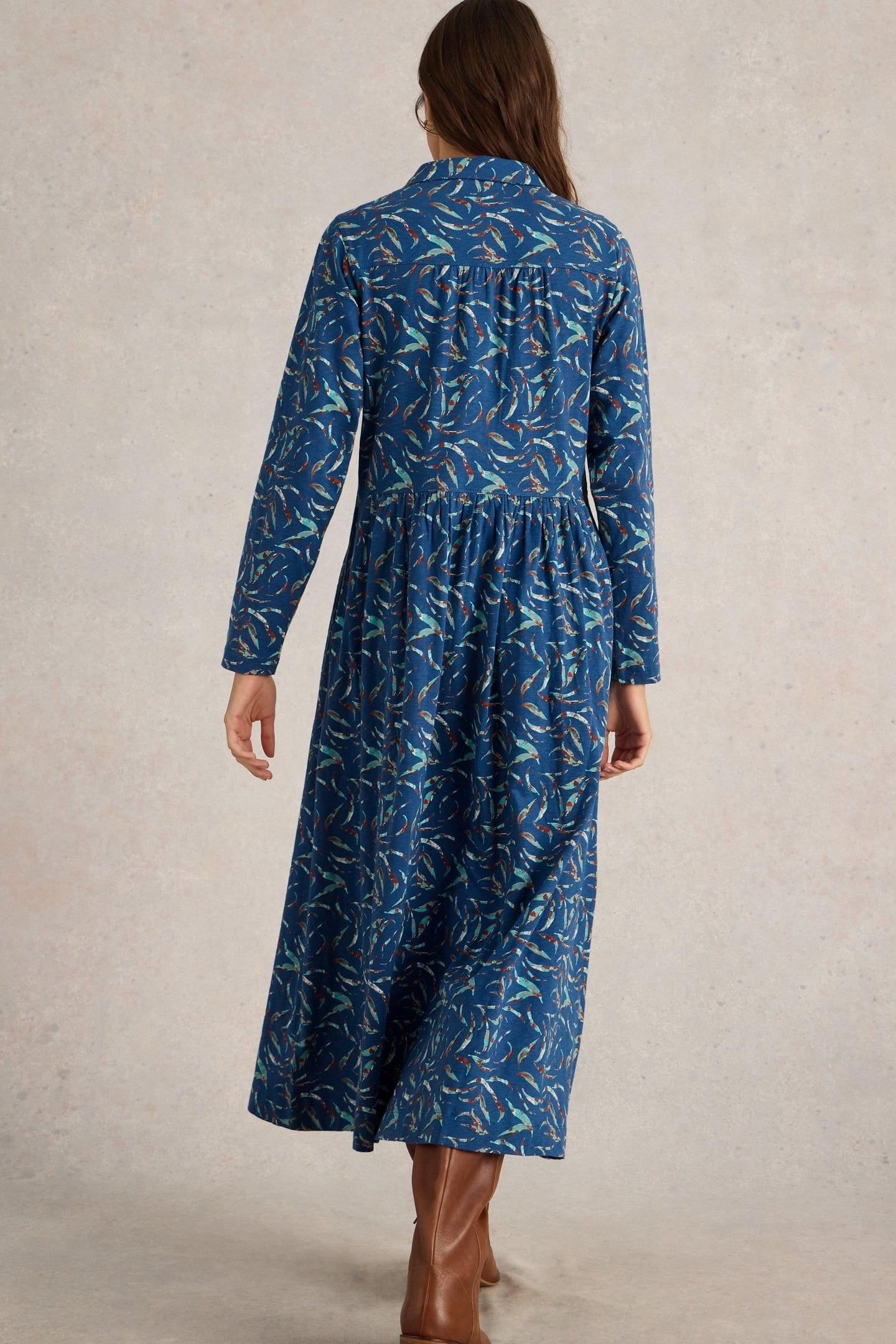 RYLEE JERSEY SHIRT DRESS BLUE PRINT 4