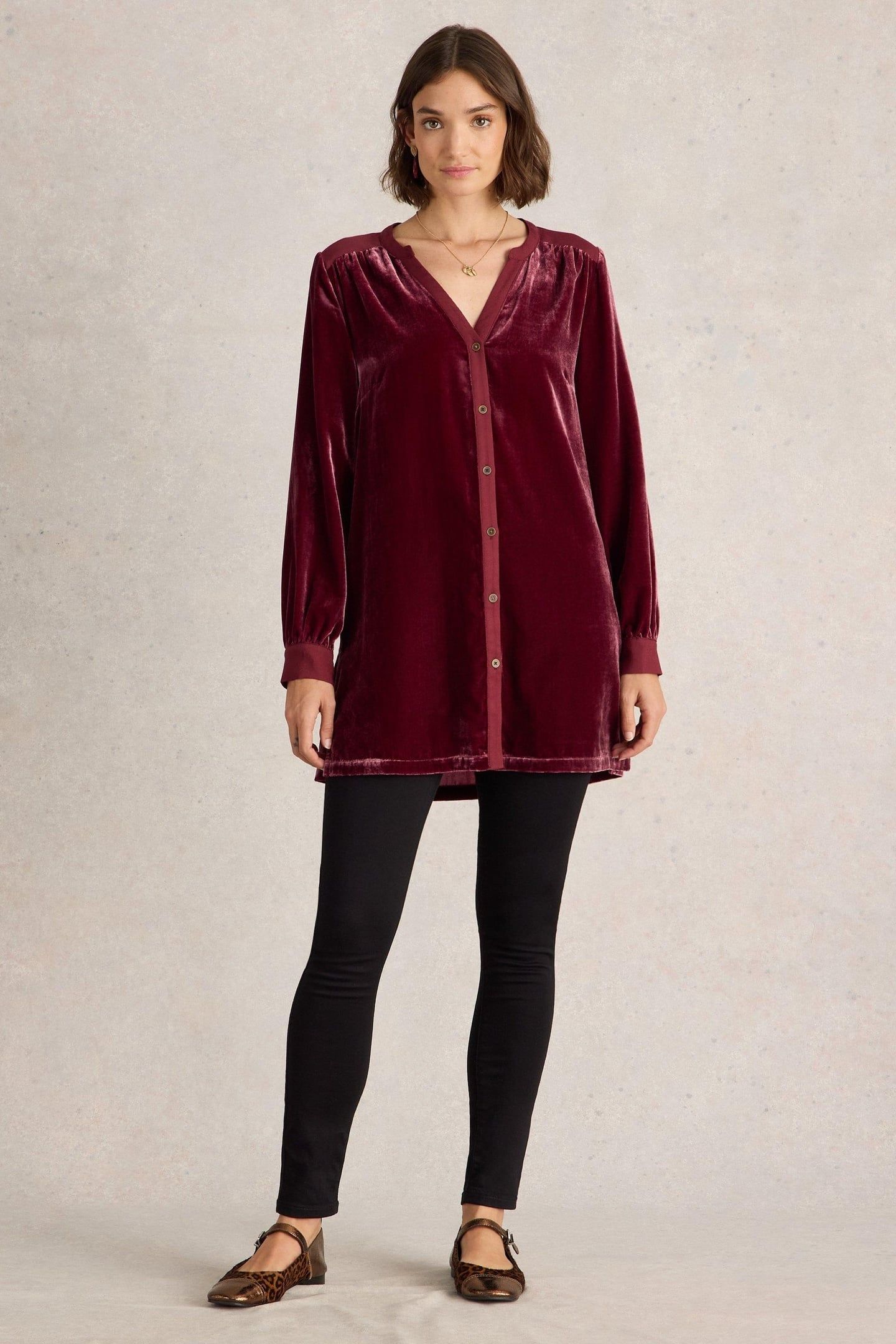 OLIVE VELVET TUNIC DARK PLUM 1