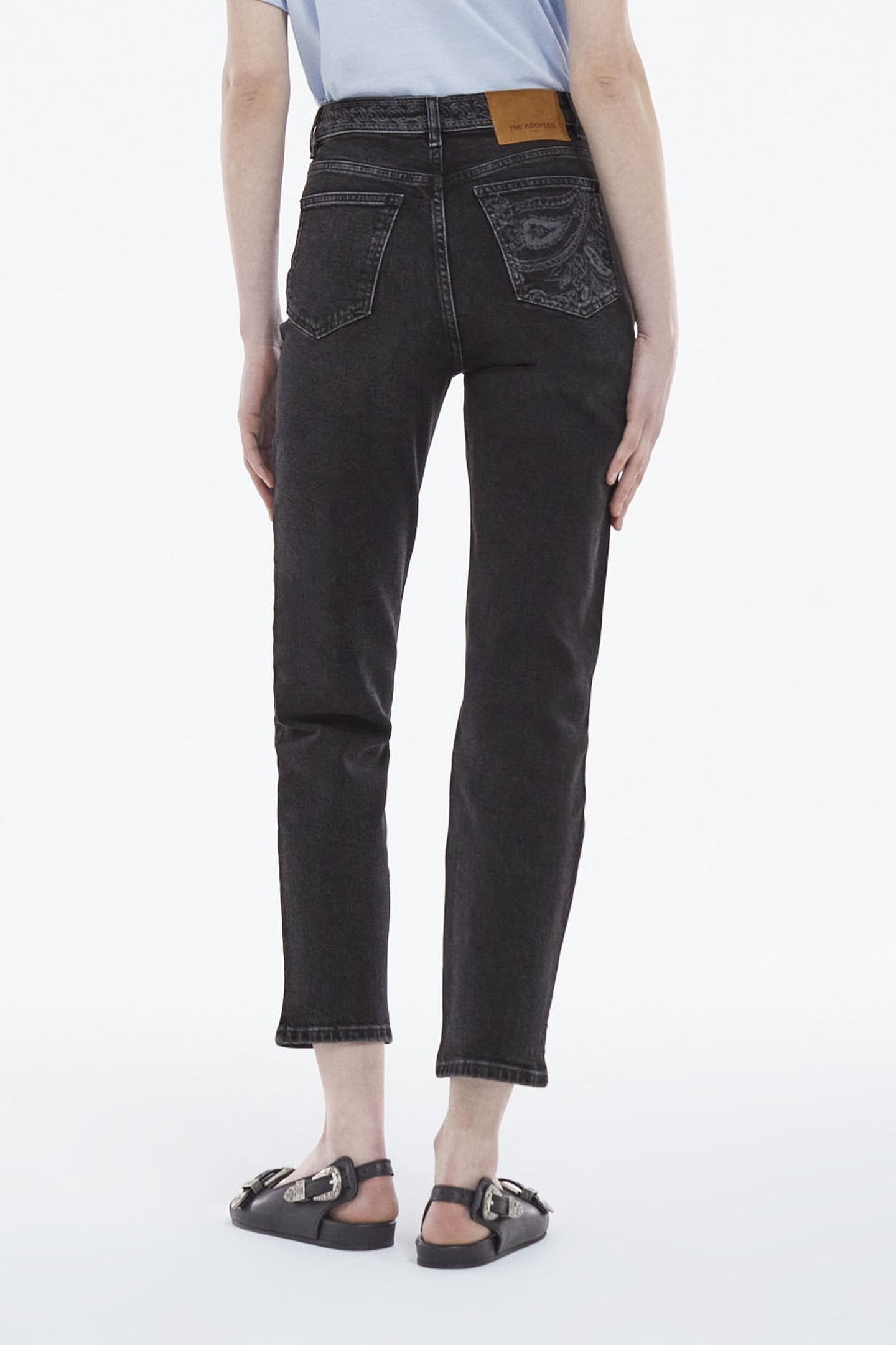 5-POCKET DENIM TROUSERS WITH PAISLEY DETAILS BLACK WASHED 4