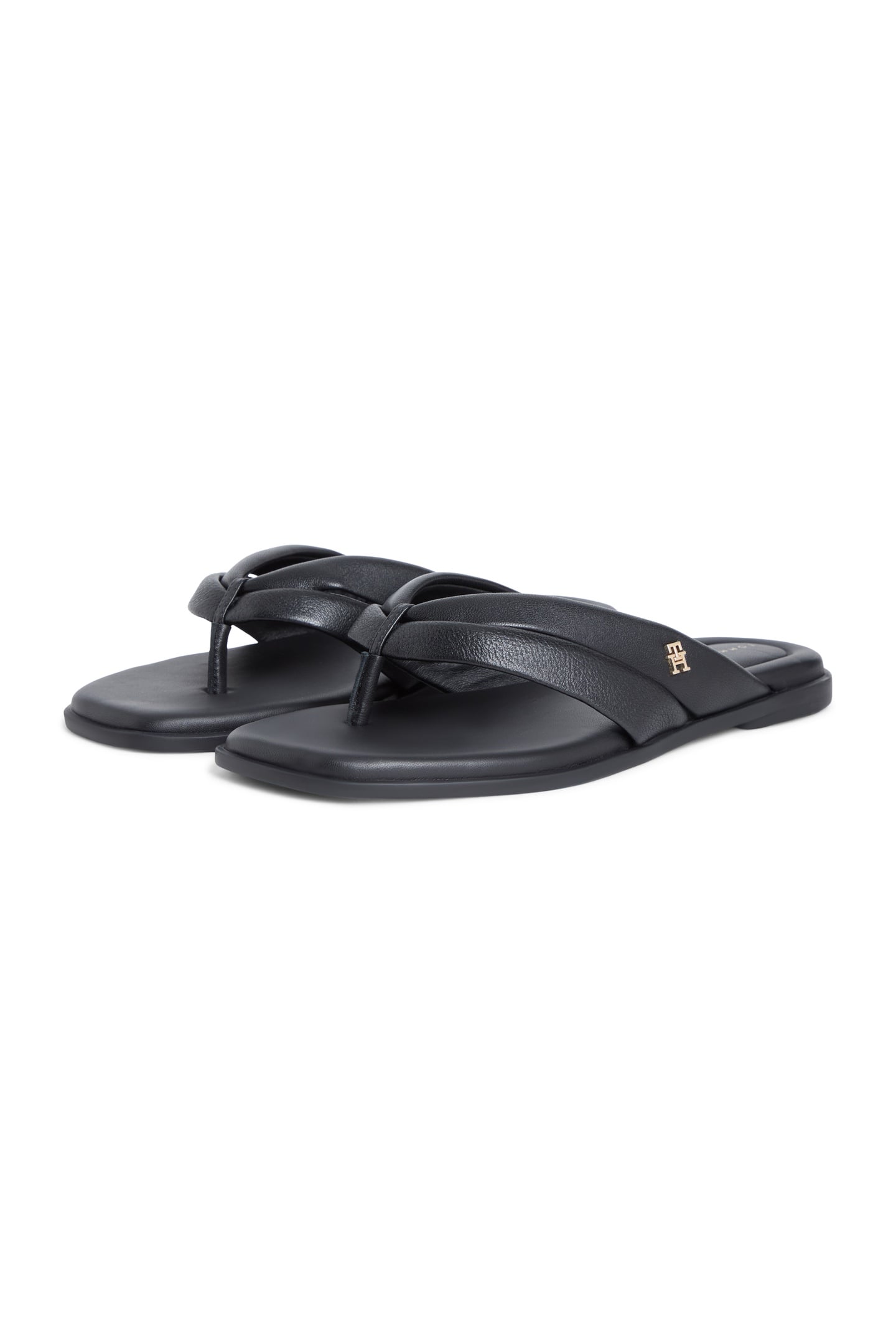 ELEVATED TOE POST FLAT SANDALS BLACK 3