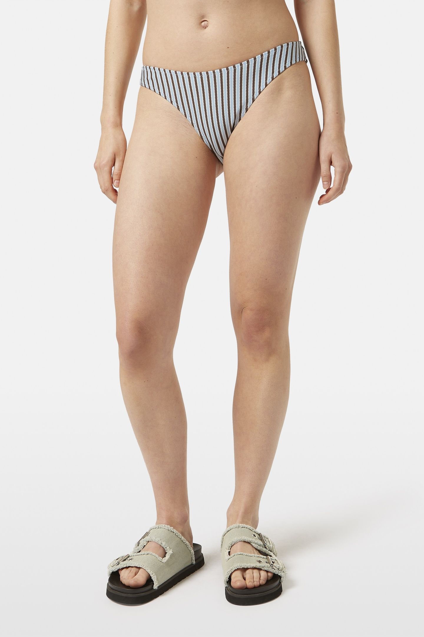 TEXTURED STRIPE BIKINI BOTTOM COLD BREW 1