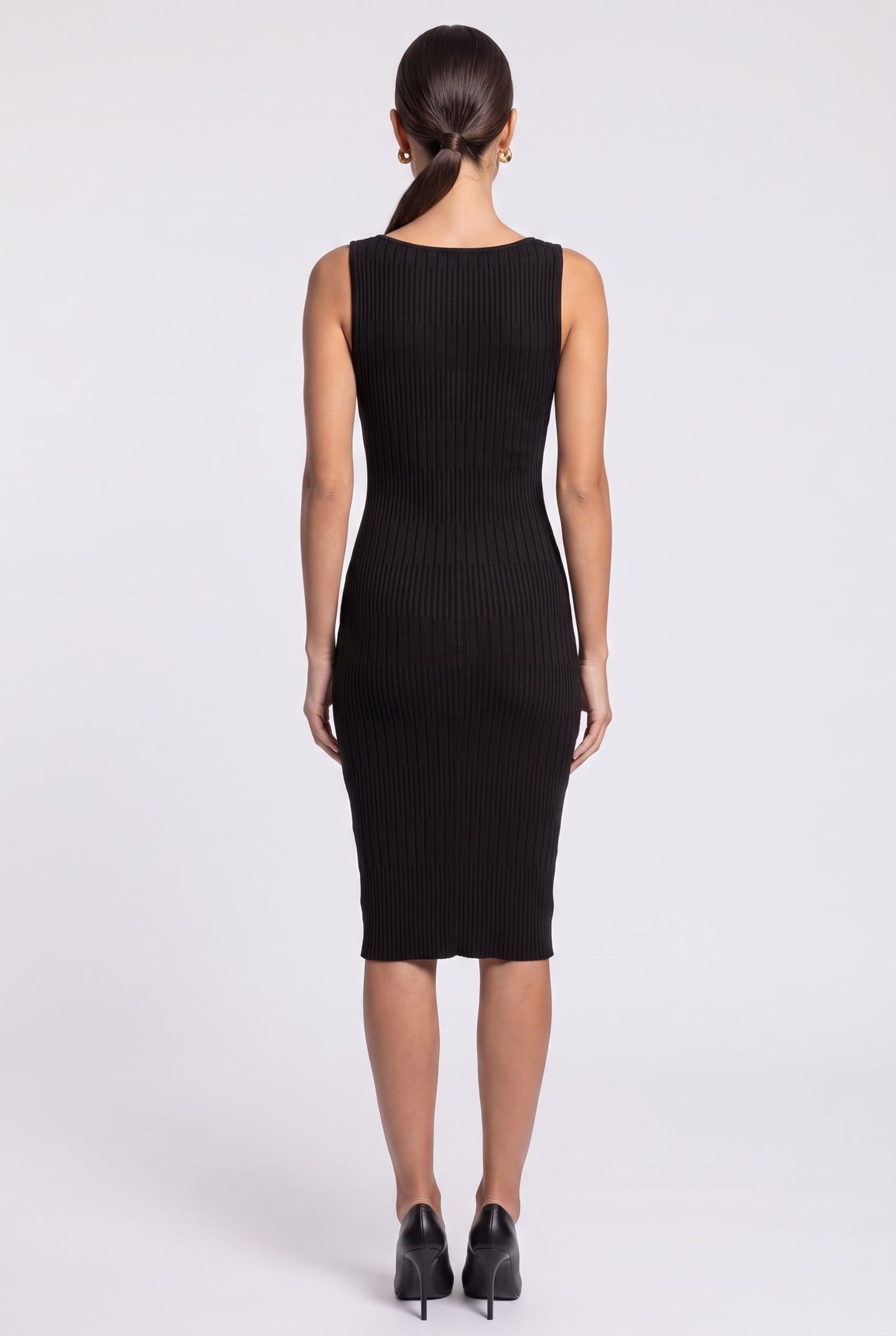 JANET RIBBED SL DRESS JET BLACK A996 2