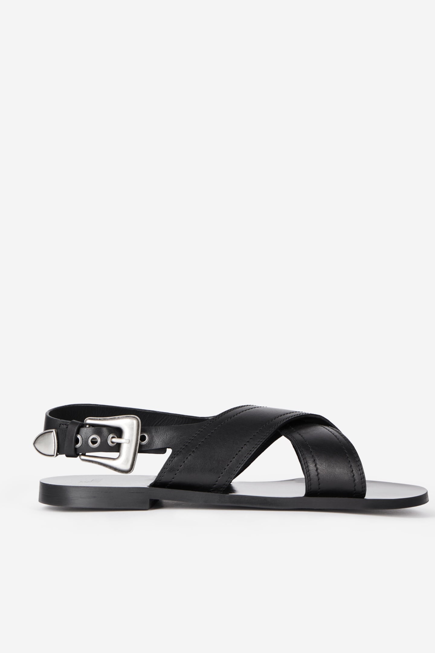 FLAT STRAPS IN SMOOTH LEATHER BLACK 1