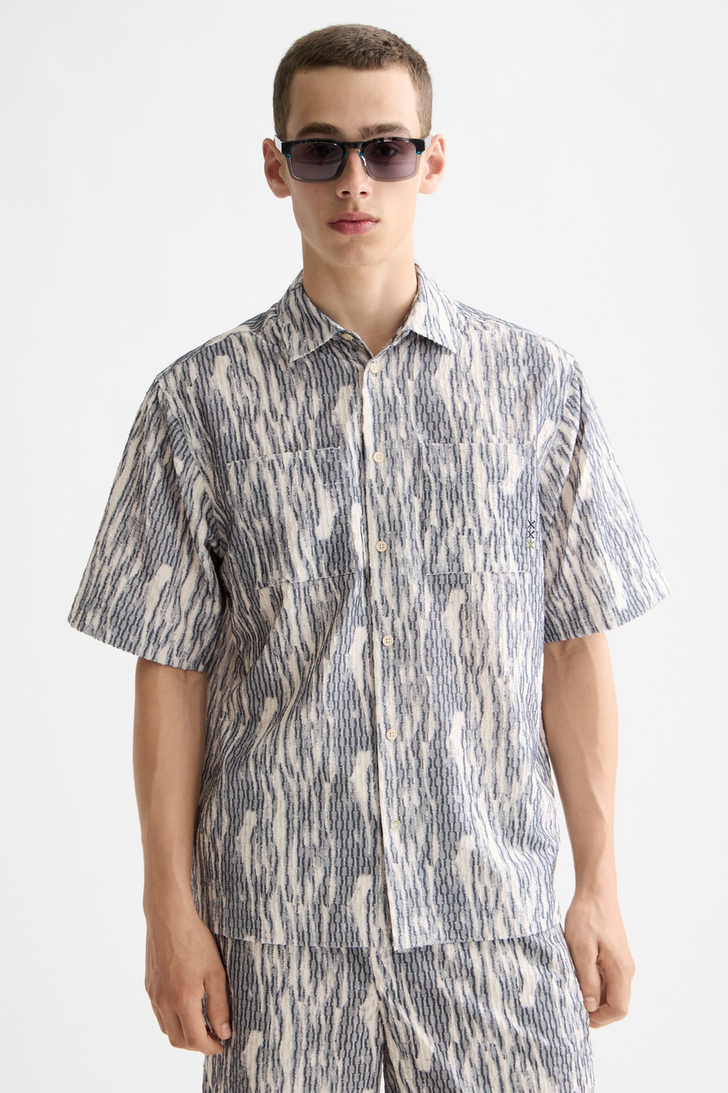 JACQUARD SHORT-SLEEVED SHIRT SKY CAPTAIN JACQUARD 1
