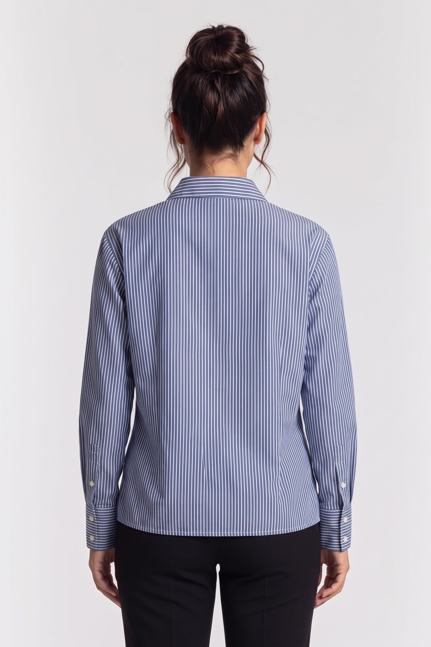LONG-SLEEVED SHIRT WITH CLASSIC COLLAR BLUE WHITE 2