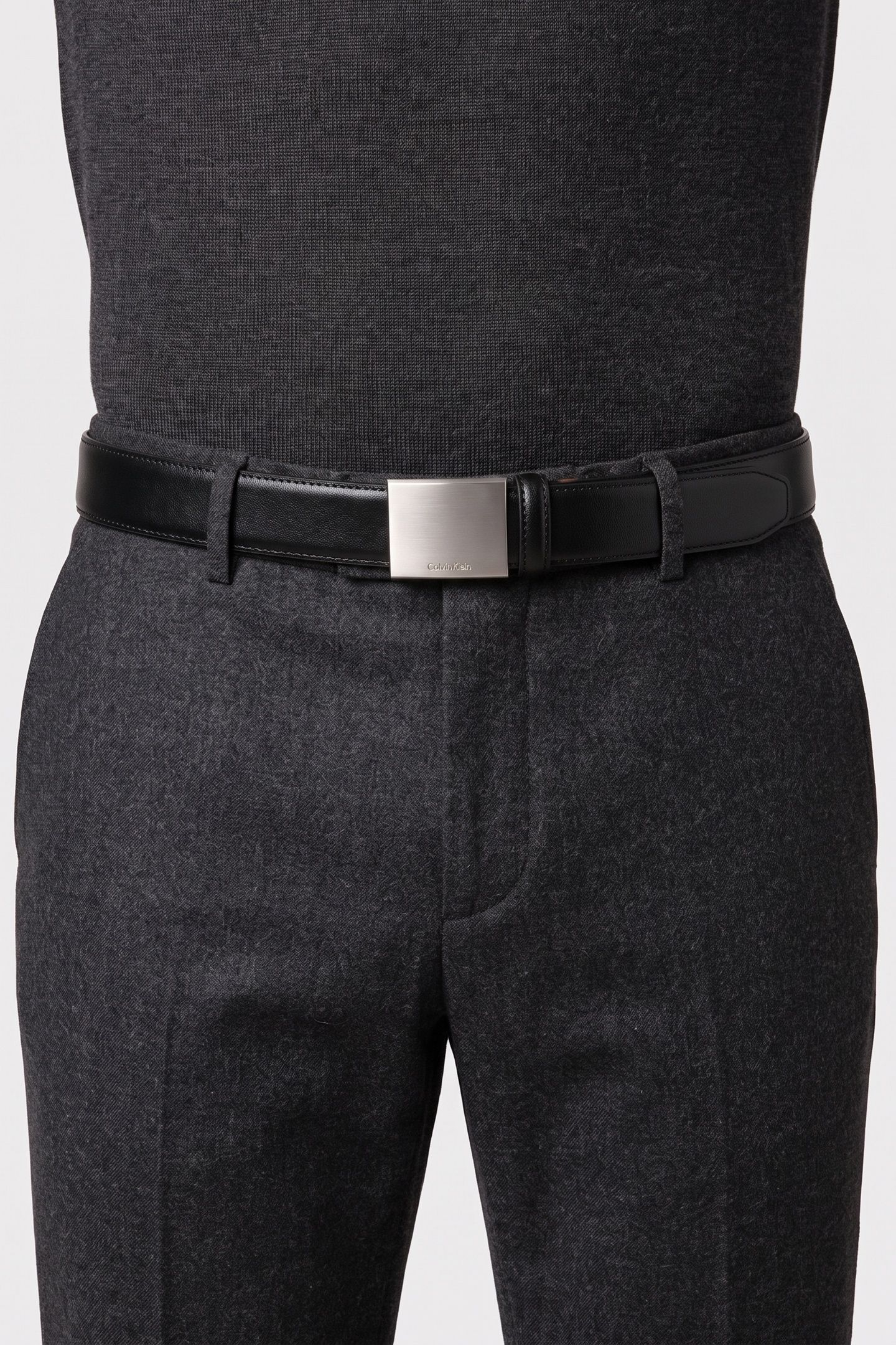 LOGO PLAQUE SMOOTH BELT BLACK/BRUSHED NICKEL 3