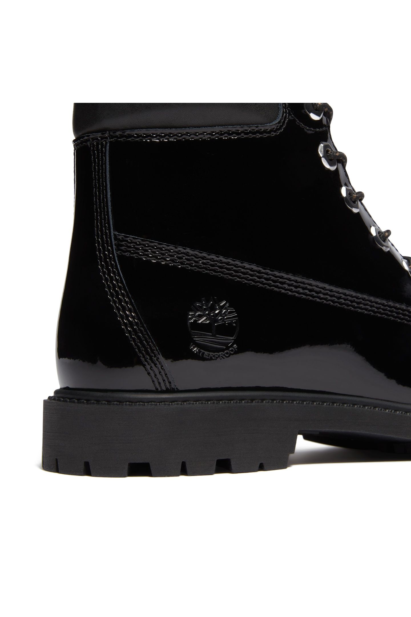 PREMIUM 6 INCH LACE UP WATERPROOF BOOT BLACK PATENT LEATHER 8