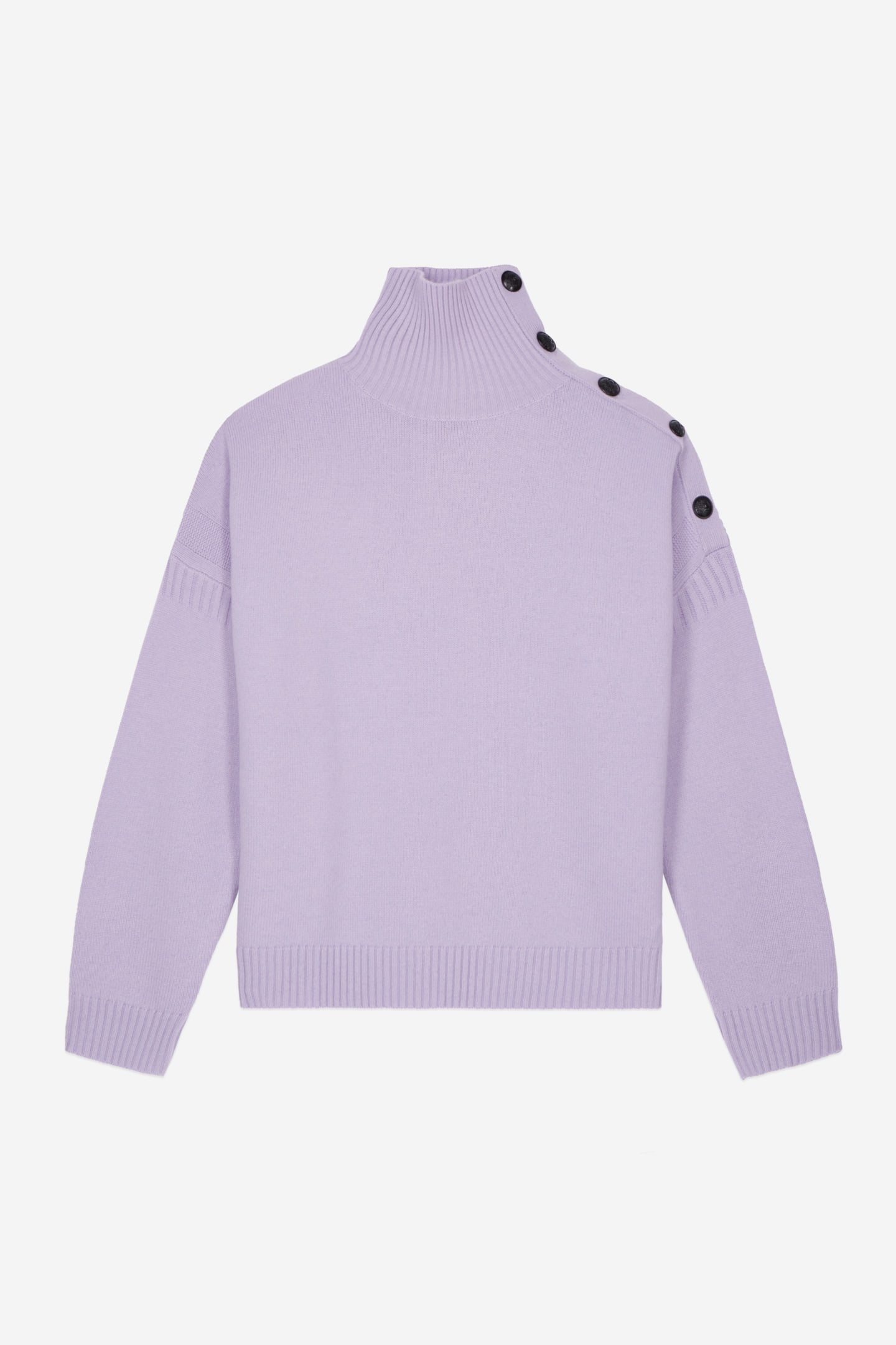 PULLOVER WITH FILM NECK AND BUTTON-FACE PATTERN LIGHT PURPLE 5