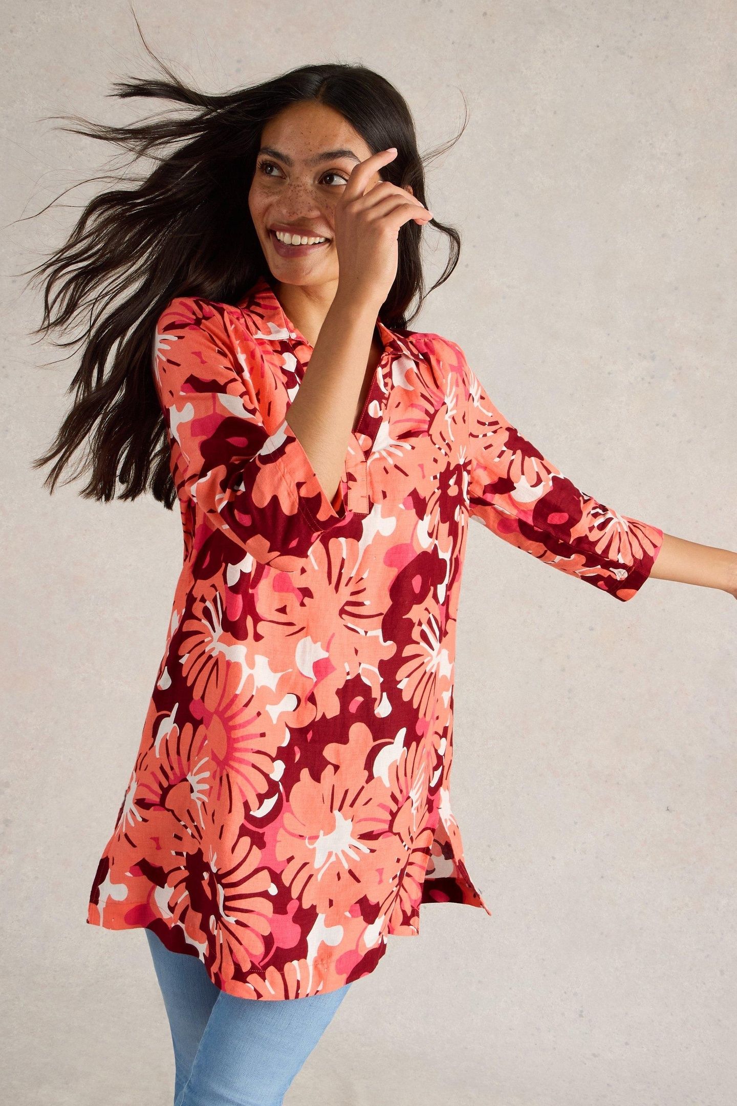 BLAKE LINEN TUNIC RED PRINT 7