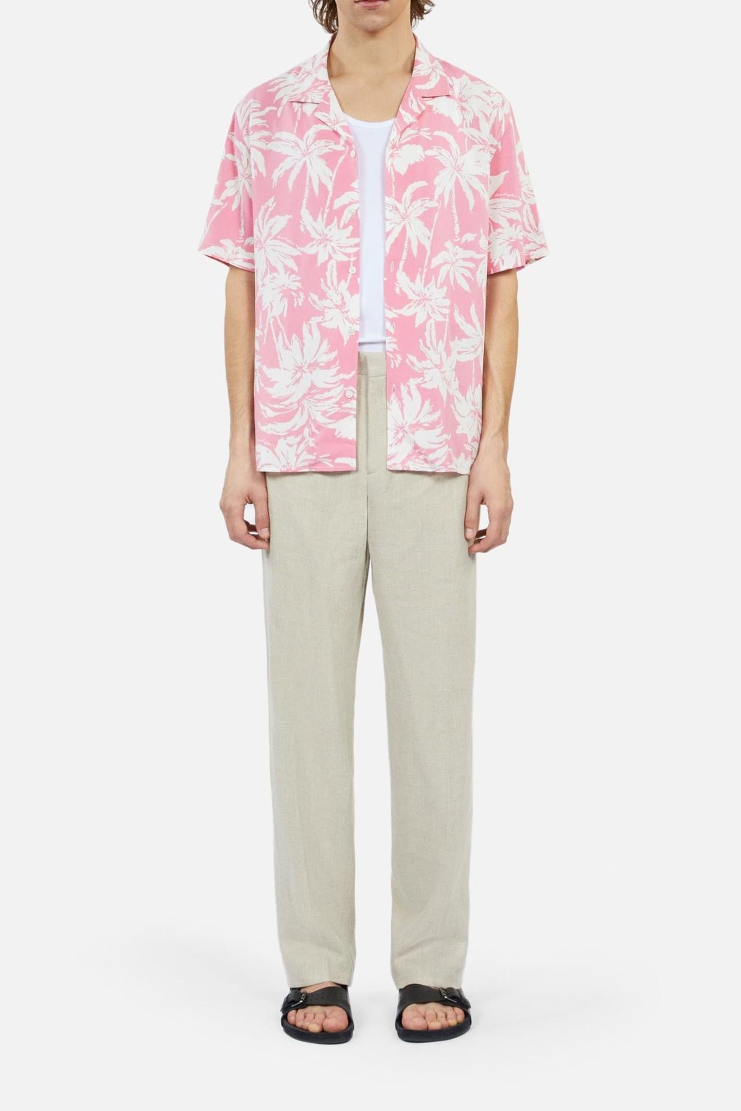 SHORT-SLEEVED SHIRT WITH SHARK NECK PINK-WHITE 2