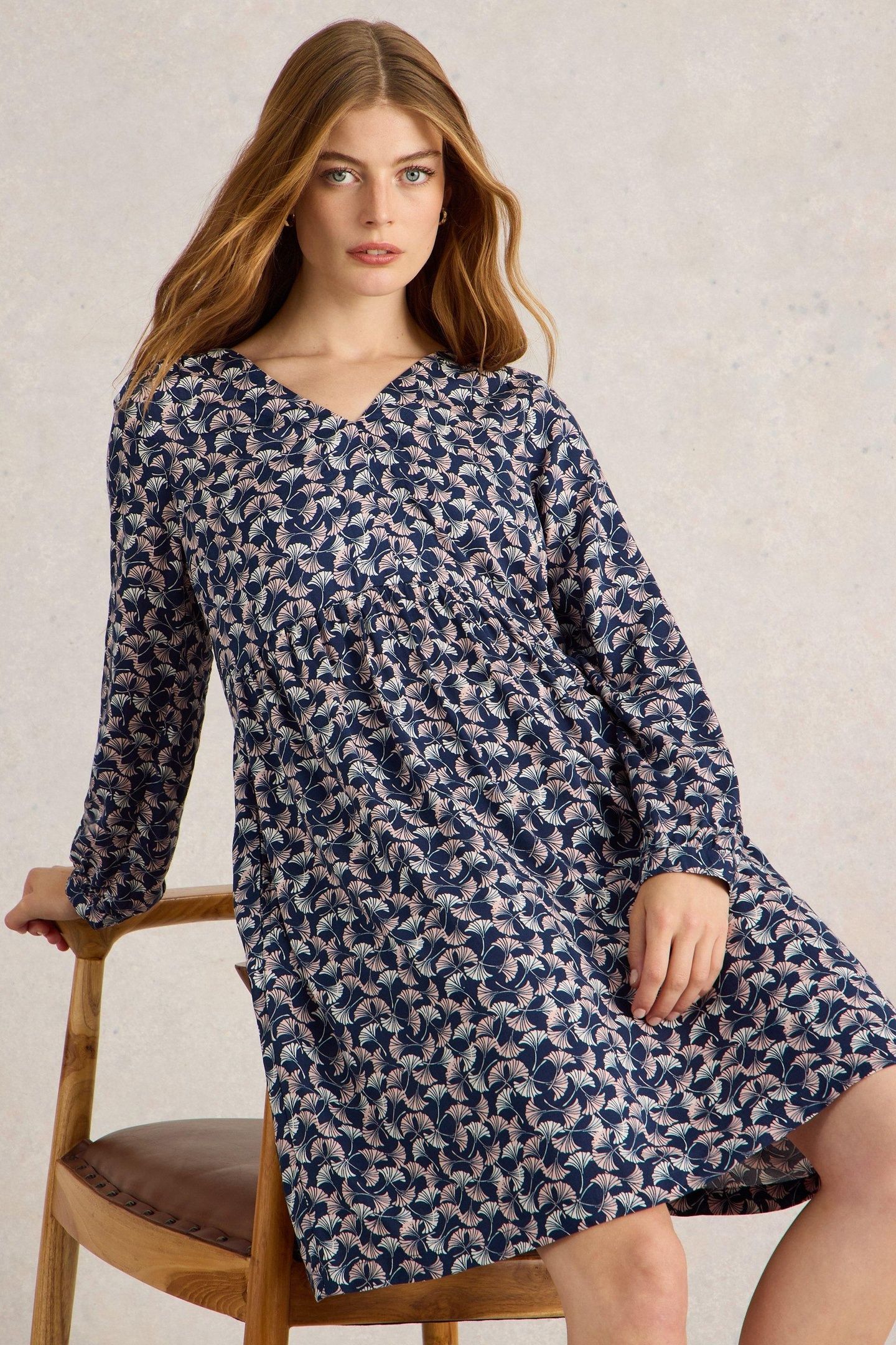 PENELOPE ECO VERO DRESS NAVY PRINT 2