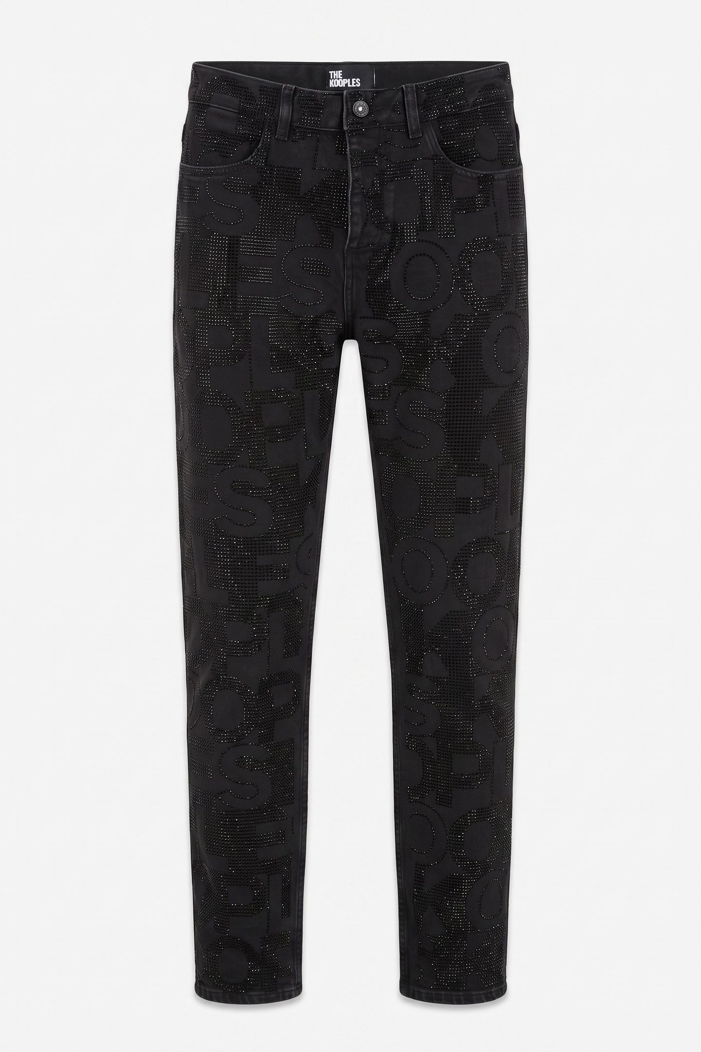 BLACK SLIM JEANS WITH RHINESTONE LOGO BLACK WASHED 3