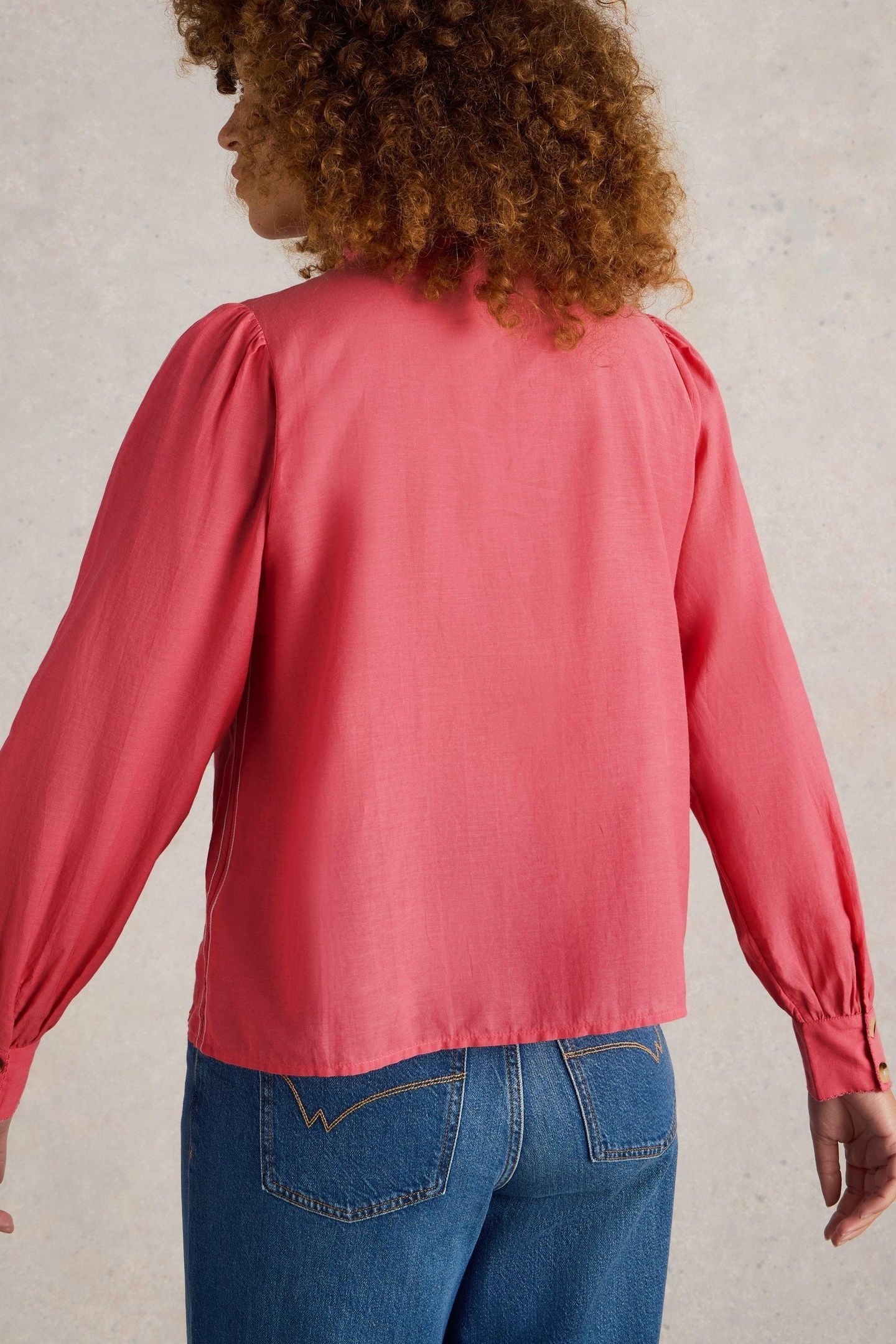 PAULINE FRILL NECK TOP MID PINK 3