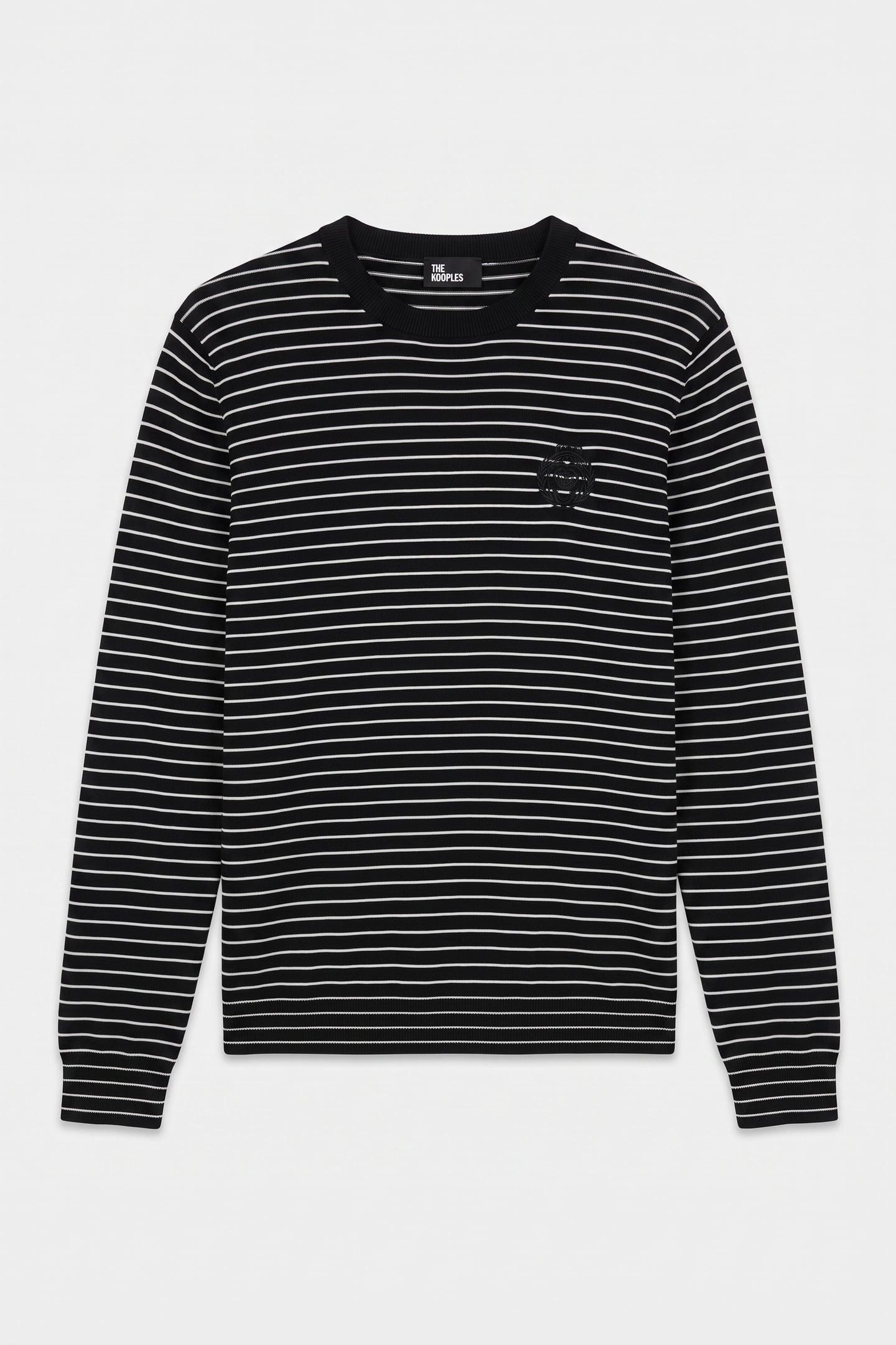 PULL COL ROND A RAYURES DETAIL BRODERIE BLACK / WHITE 3