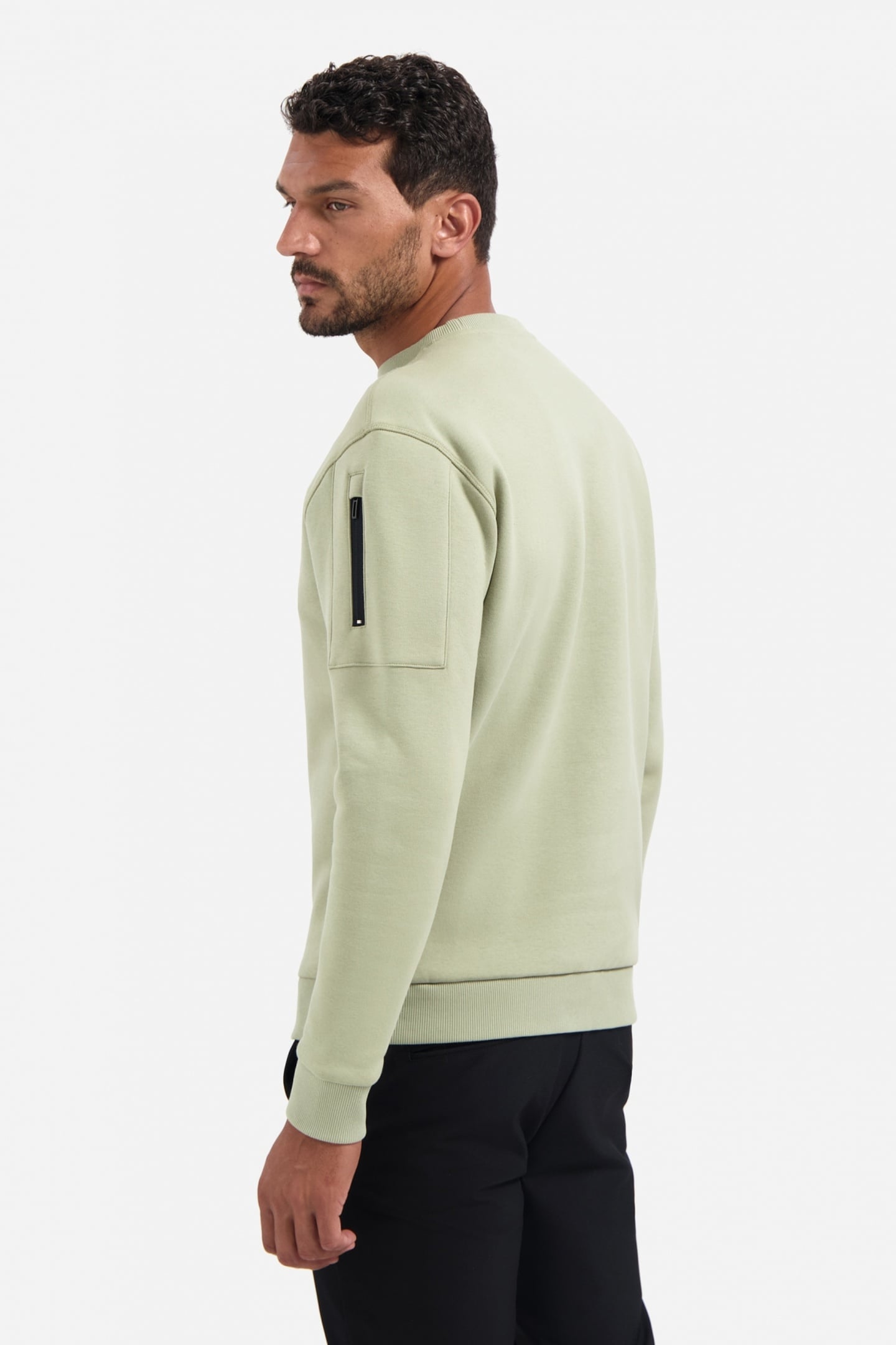 SWEATER CREWNECK BRUSHED INSIDE LIGHT MOSS 3