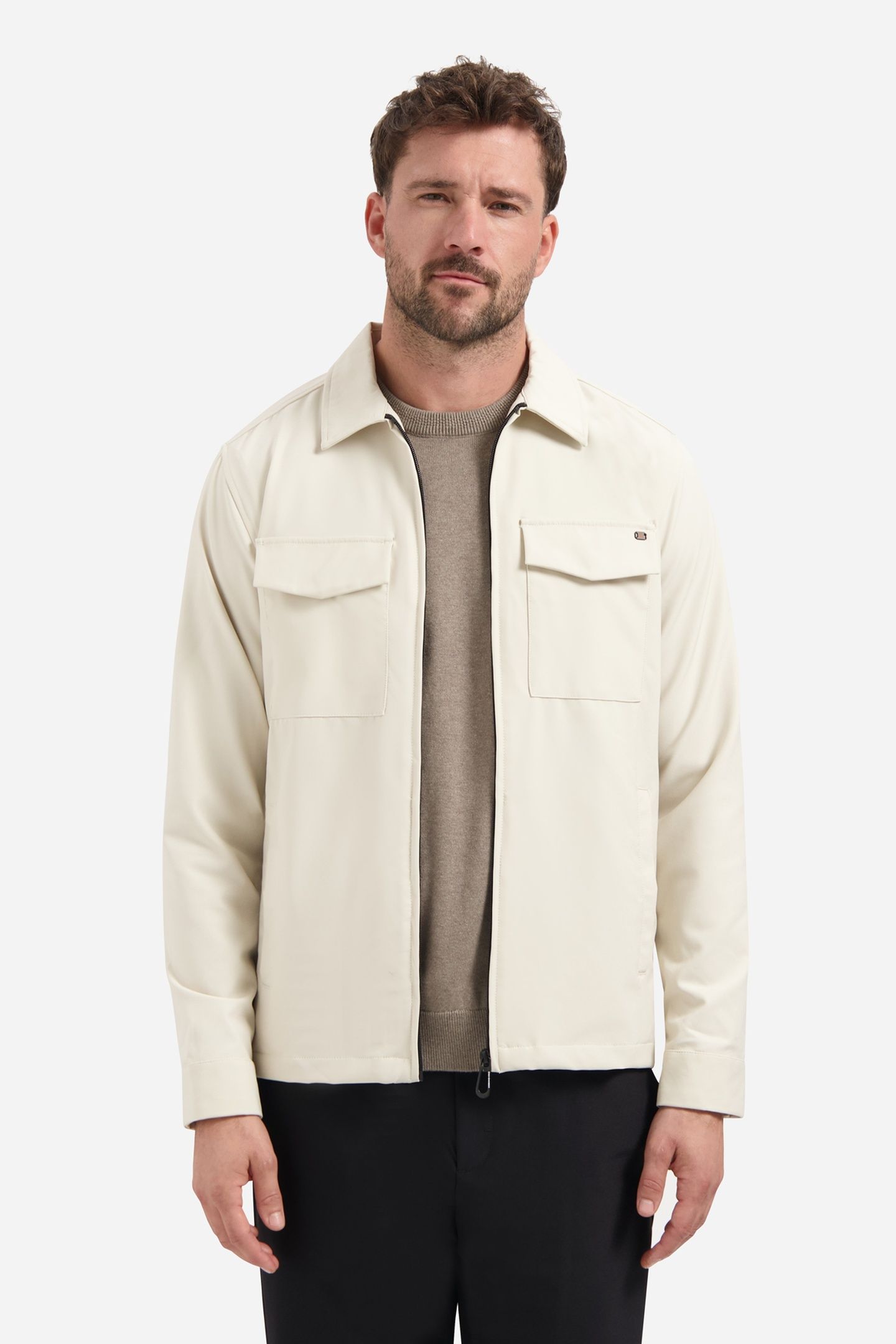 OVERSHIRT FULL ZIPPER STRETCH SEDOC STONE 1