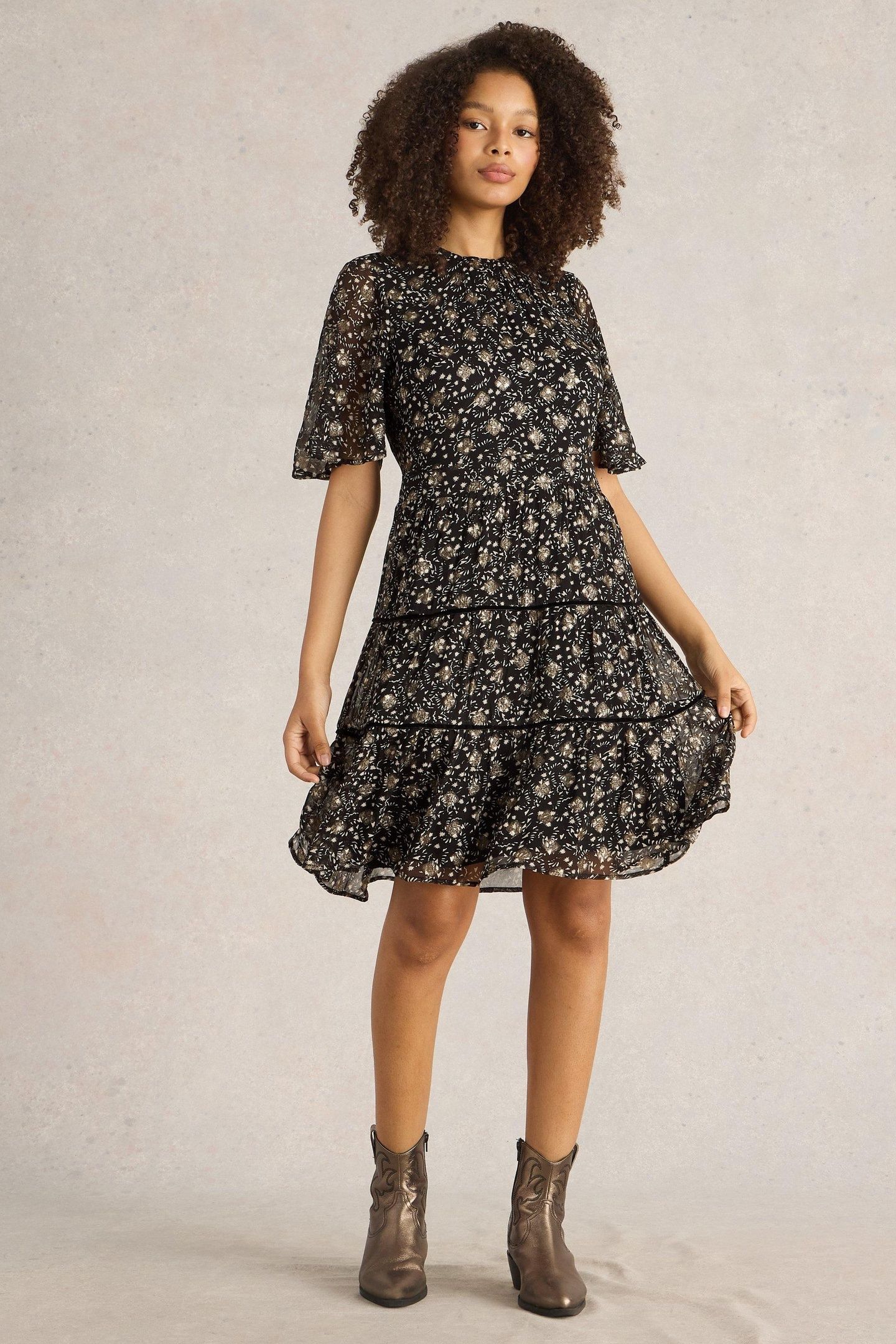 ERIN METALLIC DRESS BLACK MULTI 1