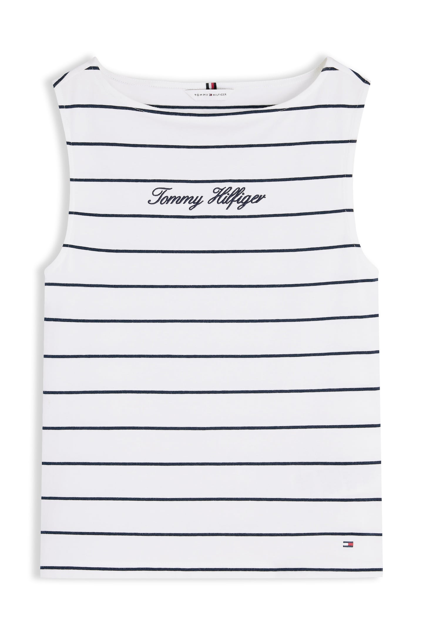 SLIM BOAT NECK TANK TOP FINE ECRU/DARK NIGHT NAVY 4