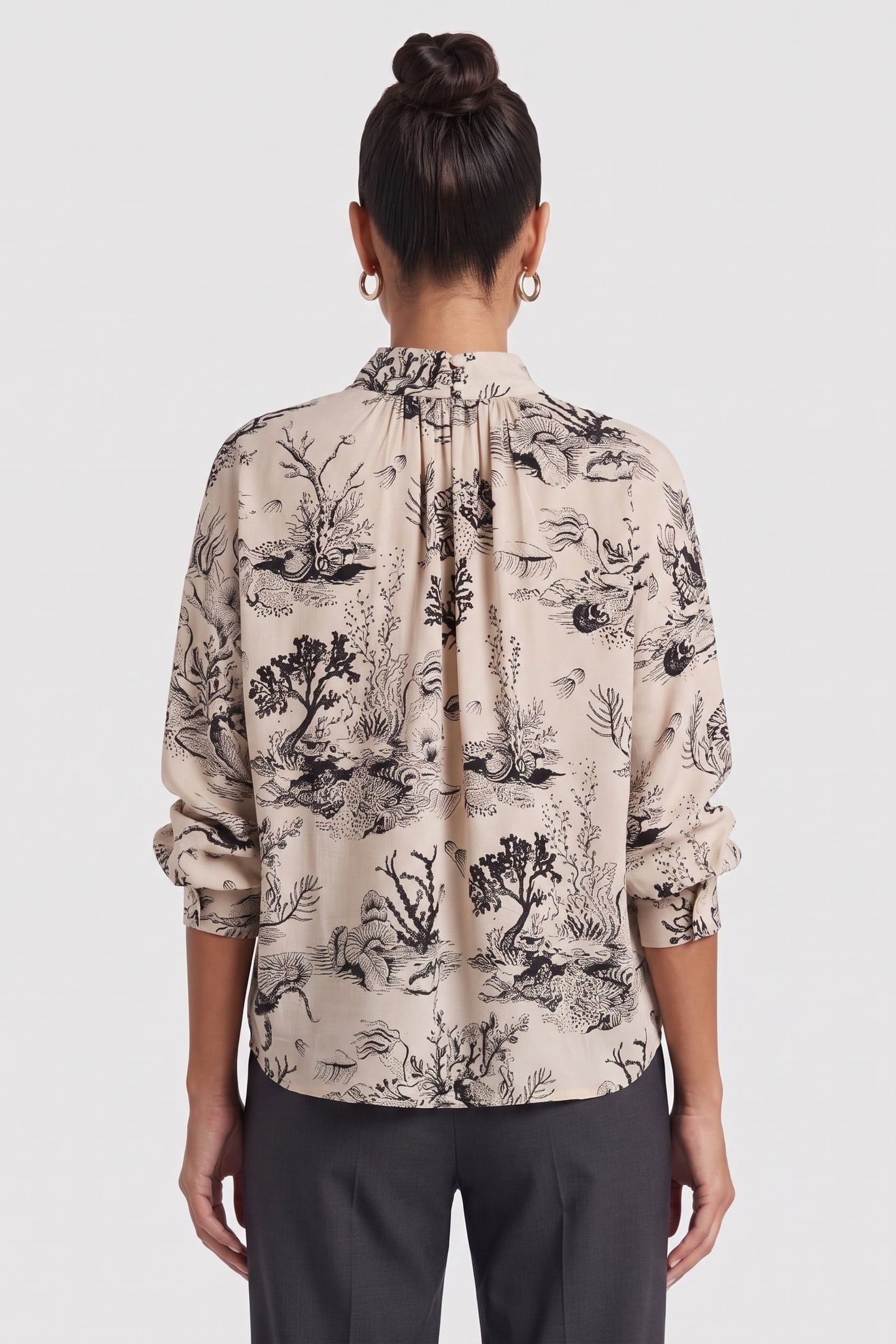 HAWA PRINTED BLOUSE BEIGE 2