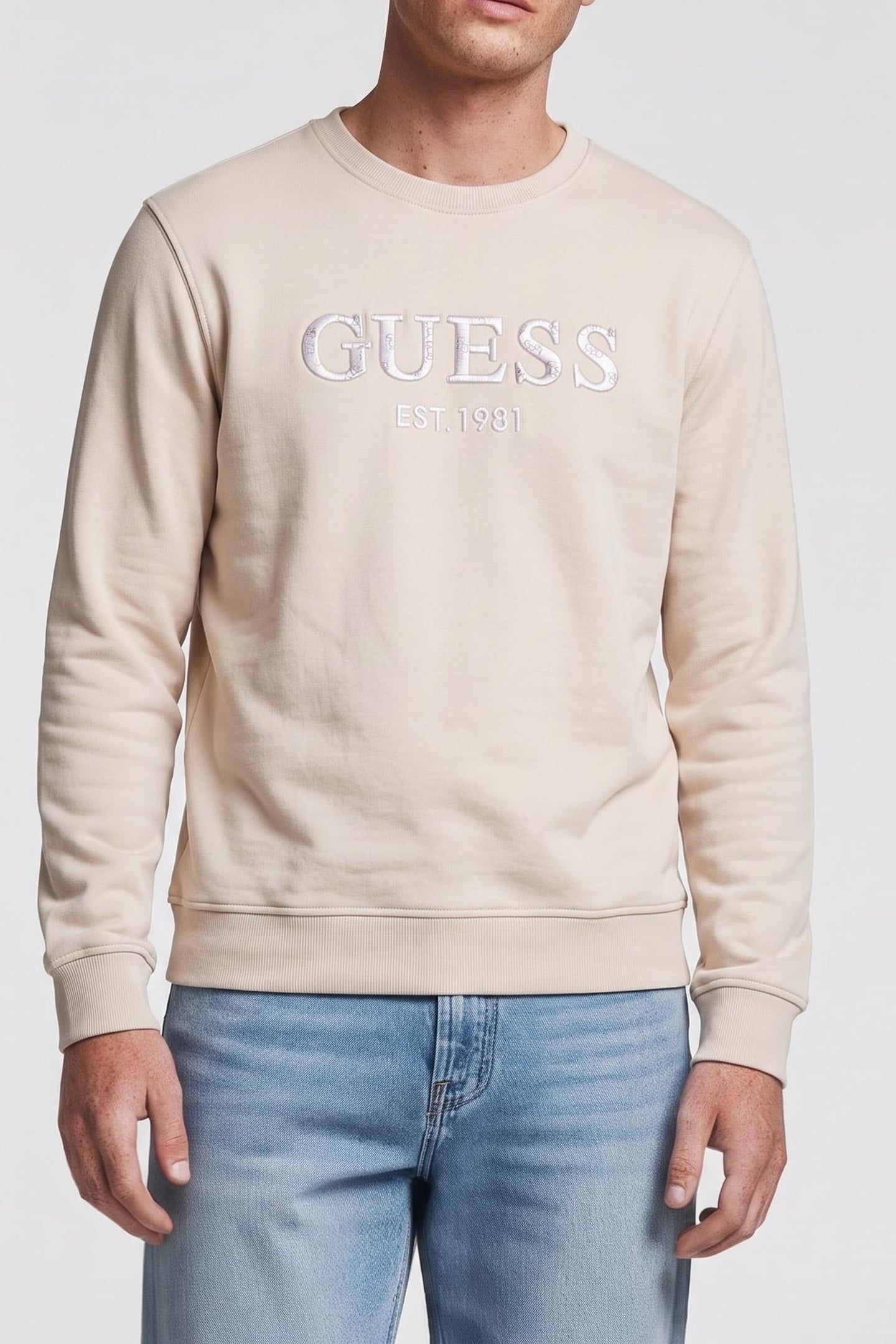 GUESS ECO BEAU CN SWEATSHIRT RESORT SAND 1
