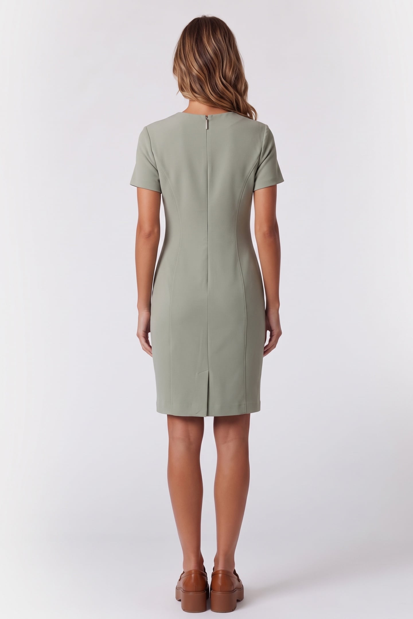SCUBA CREPE KNEE LENGTH DRESS SHADOW 2