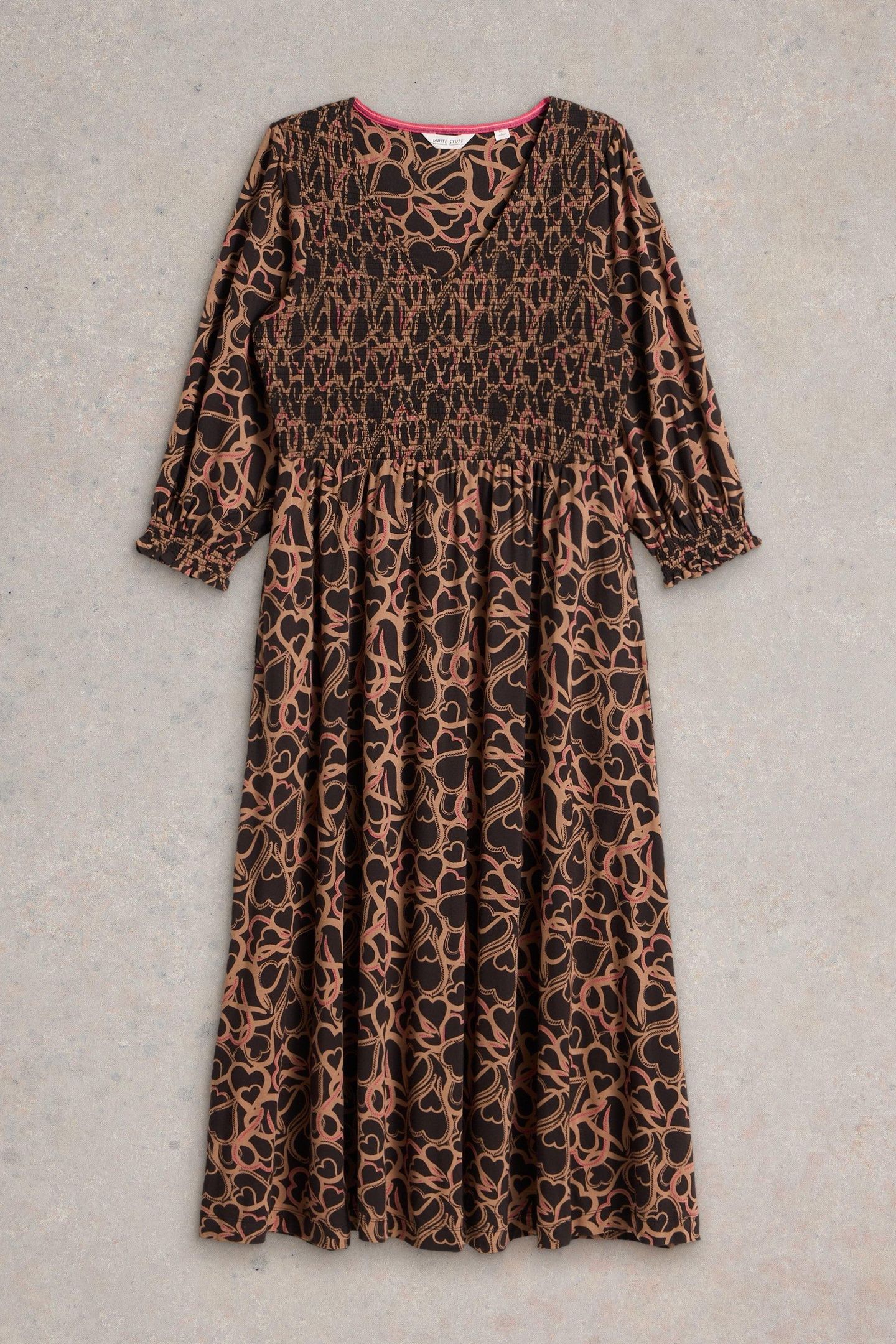 EMILY SHIRRED JERSEY DRESS BLACK PRINT 5