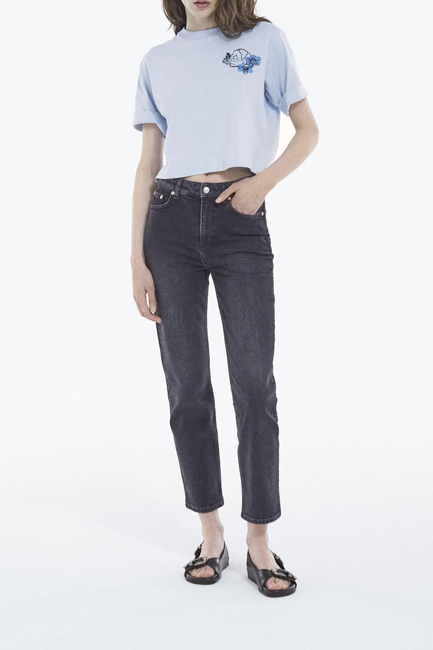 5-POCKET DENIM TROUSERS WITH PAISLEY DETAILS BLACK WASHED 1
