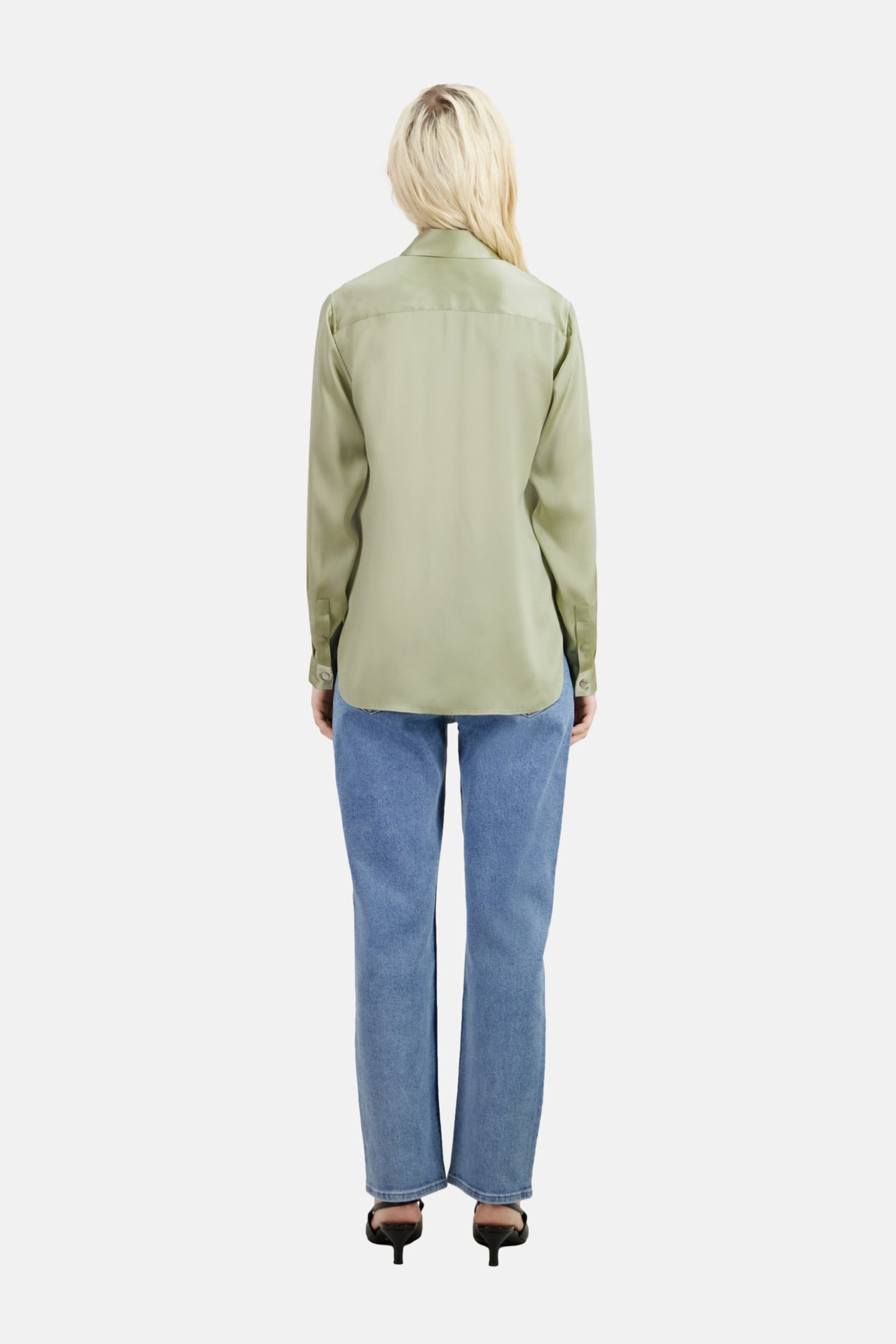 LONG-SLEEVED SILK SATIN SHIRT KAKI GREY 4