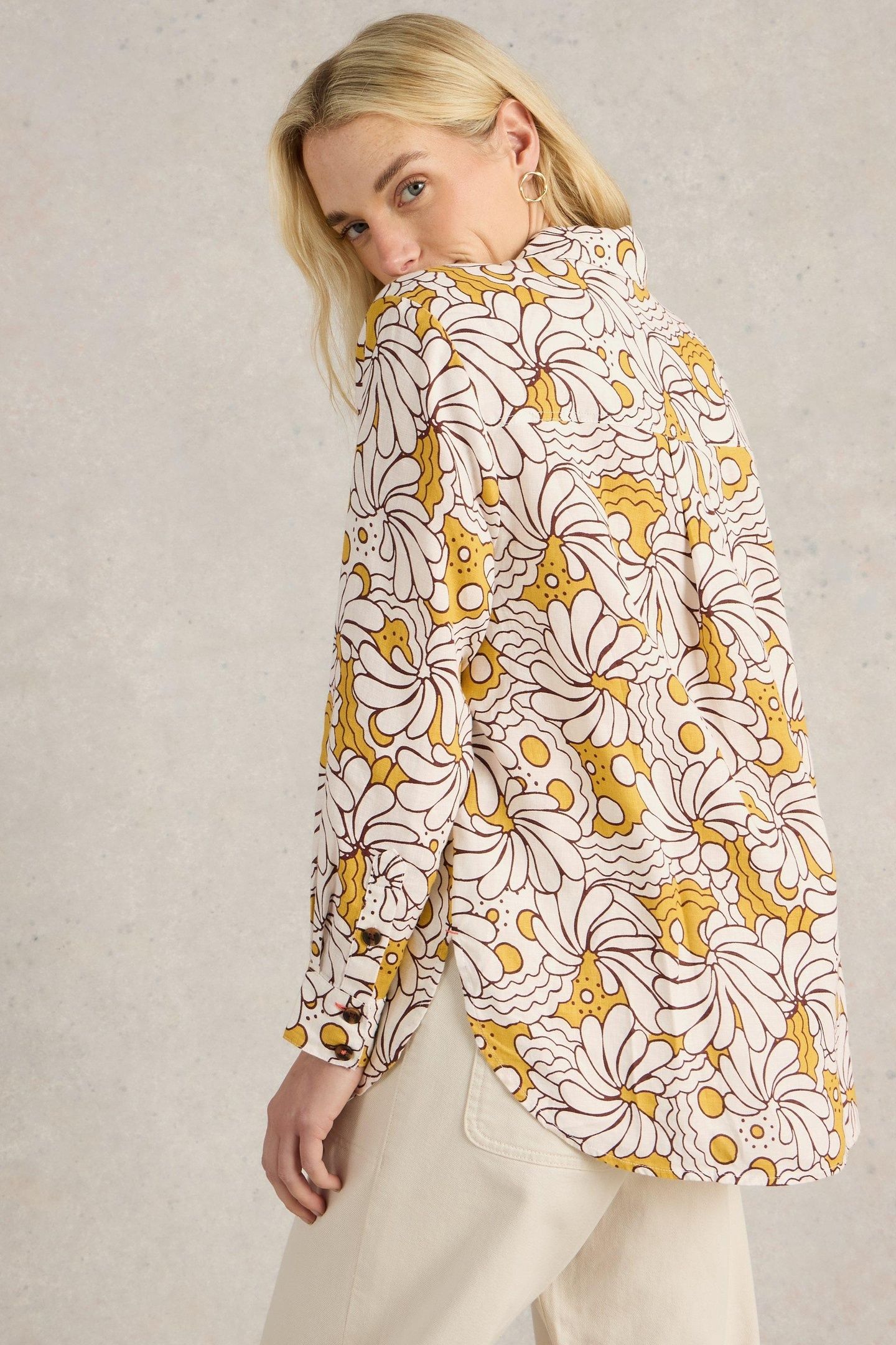 LYDIA LINEN SHIRT YELLOW PRINT 4