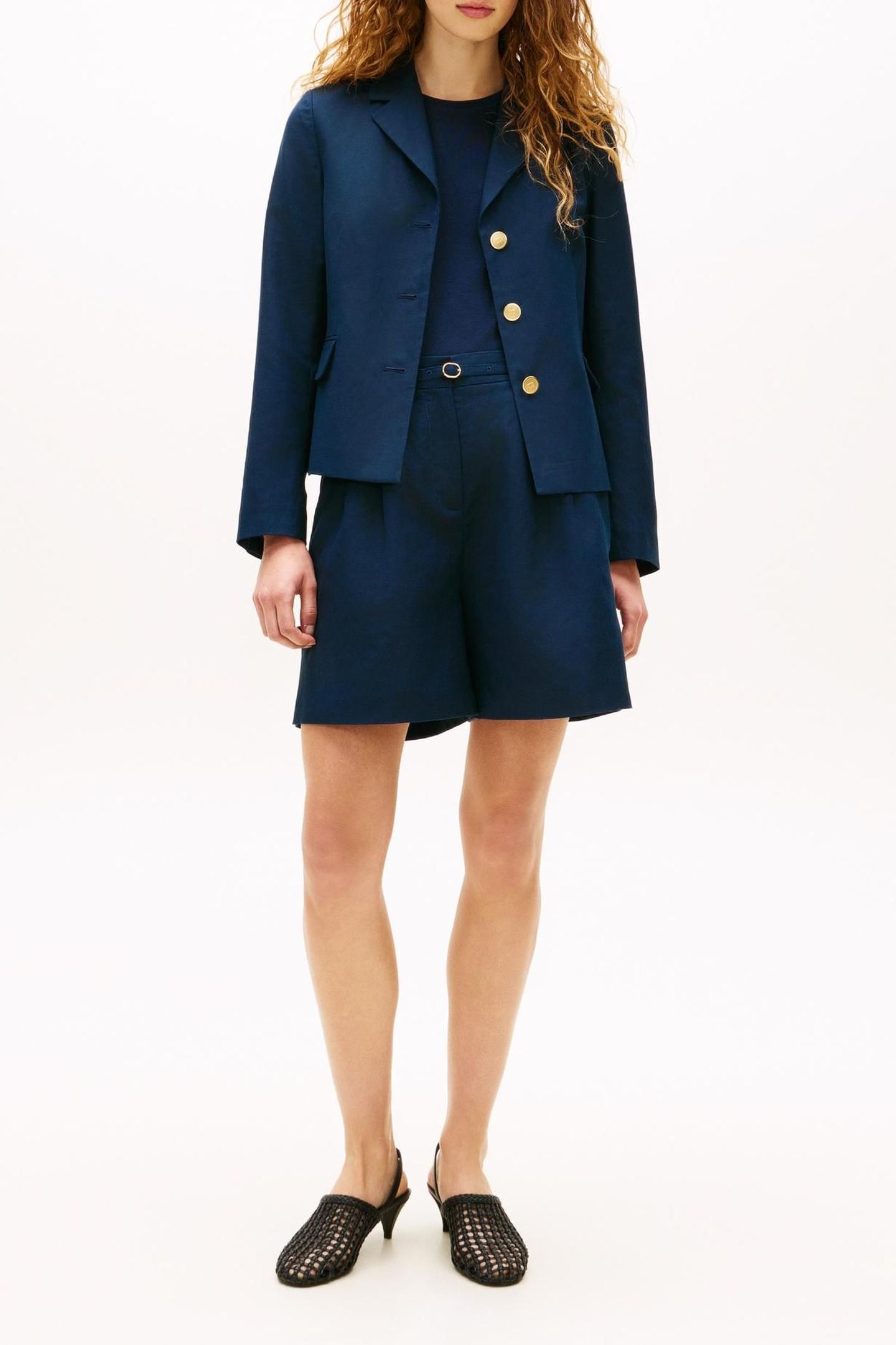 LINEN BLEND SLIM BLAZER DARK NIGHT NAVY 1