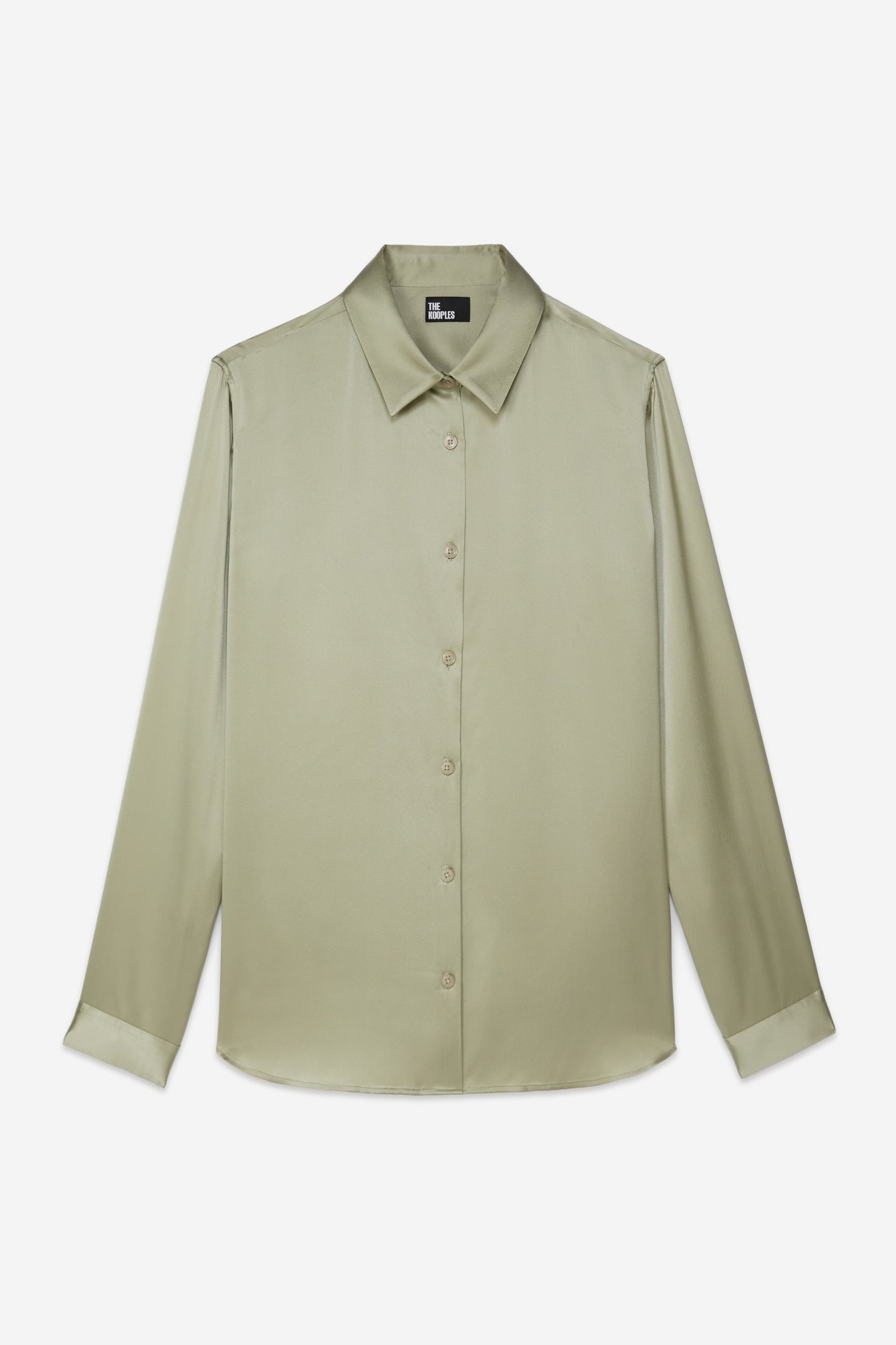 LONG-SLEEVED SILK SATIN SHIRT KAKI GREY 5