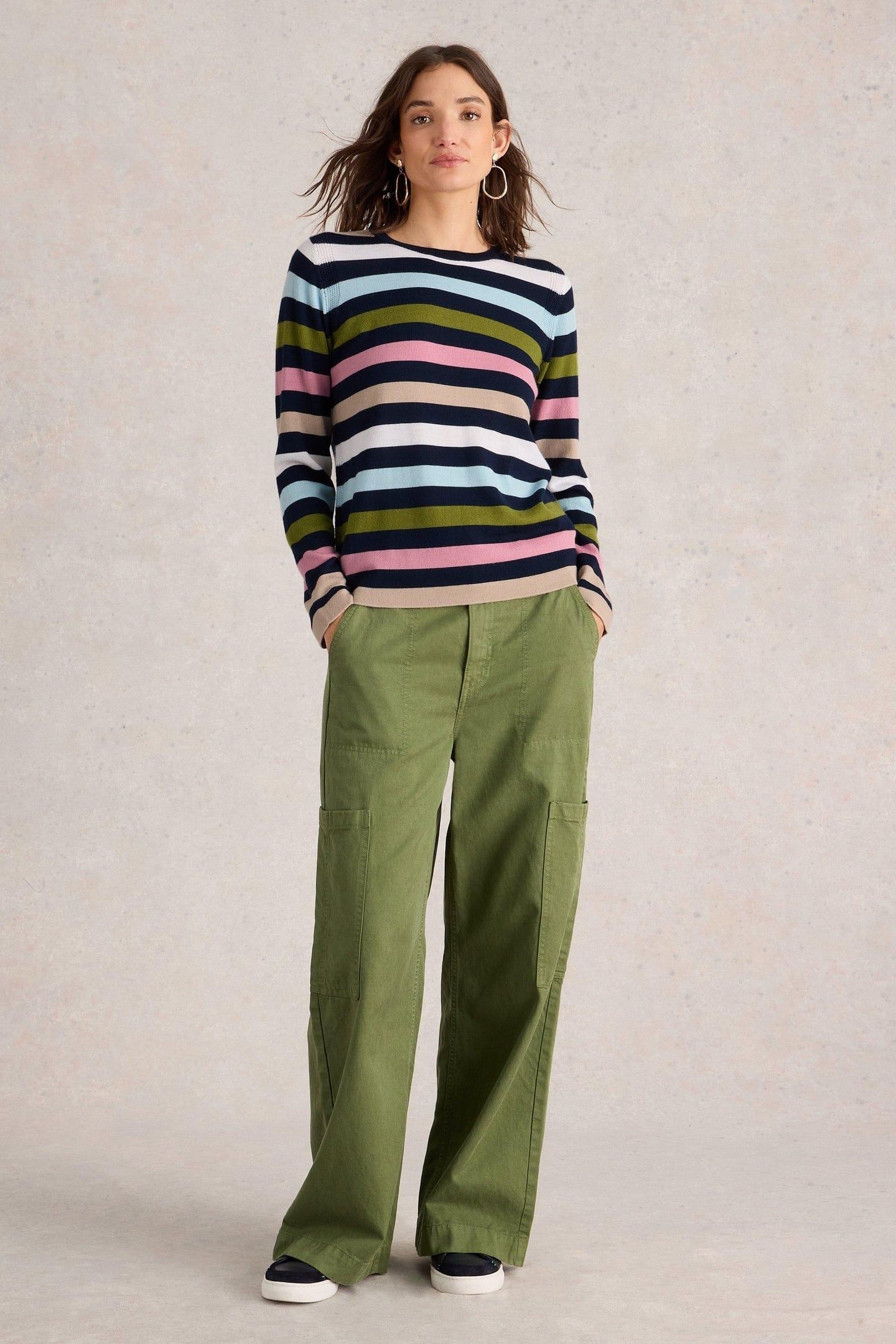 MULTI STRIPE CREW MERINO NAVY MULTI 1