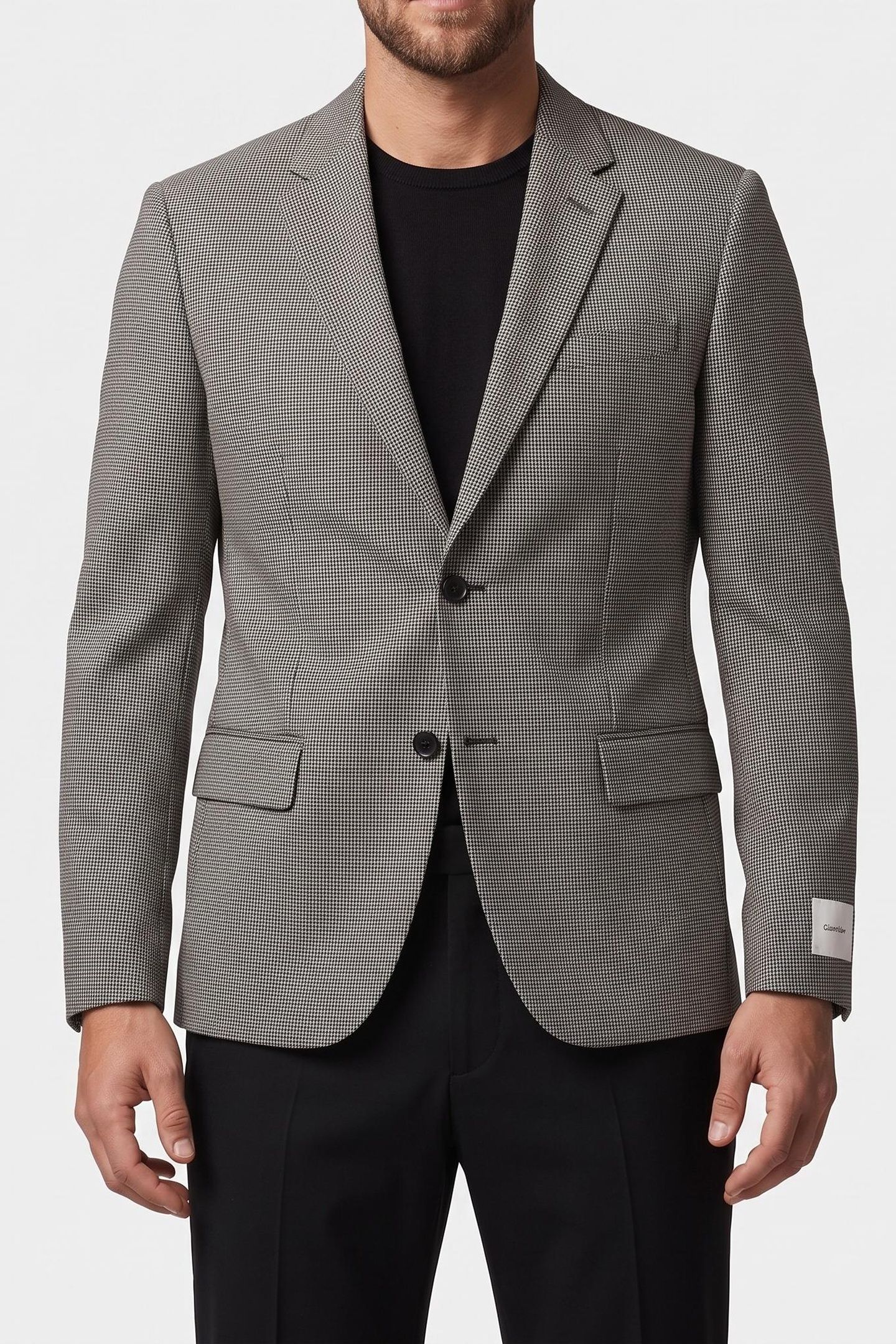 LS HOUNDSTOOTH SLIM SUIT JACKET BRILLIANT WHITE 2