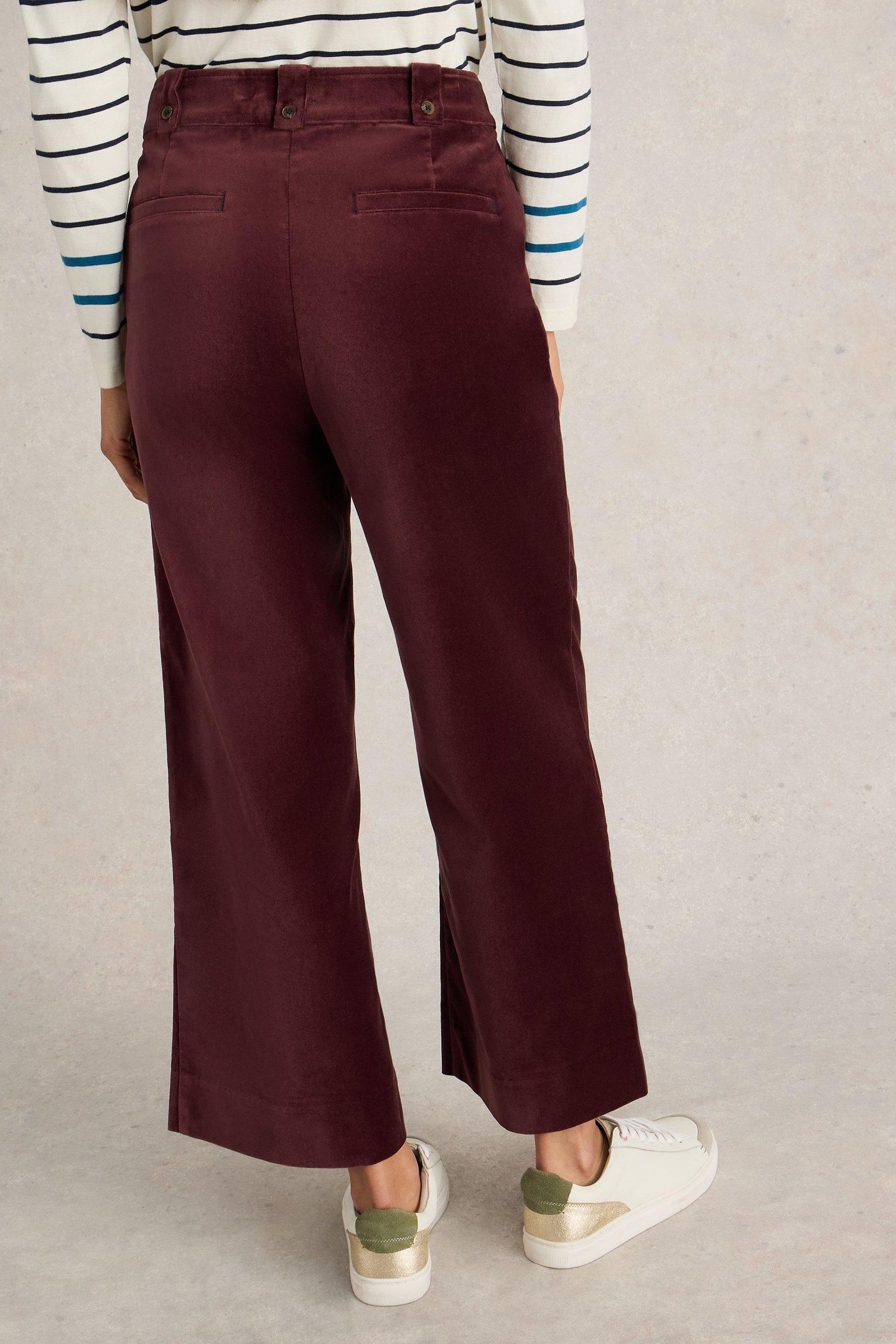 BELLE CROPPED VELVET TROUSER DARK PLUM 2