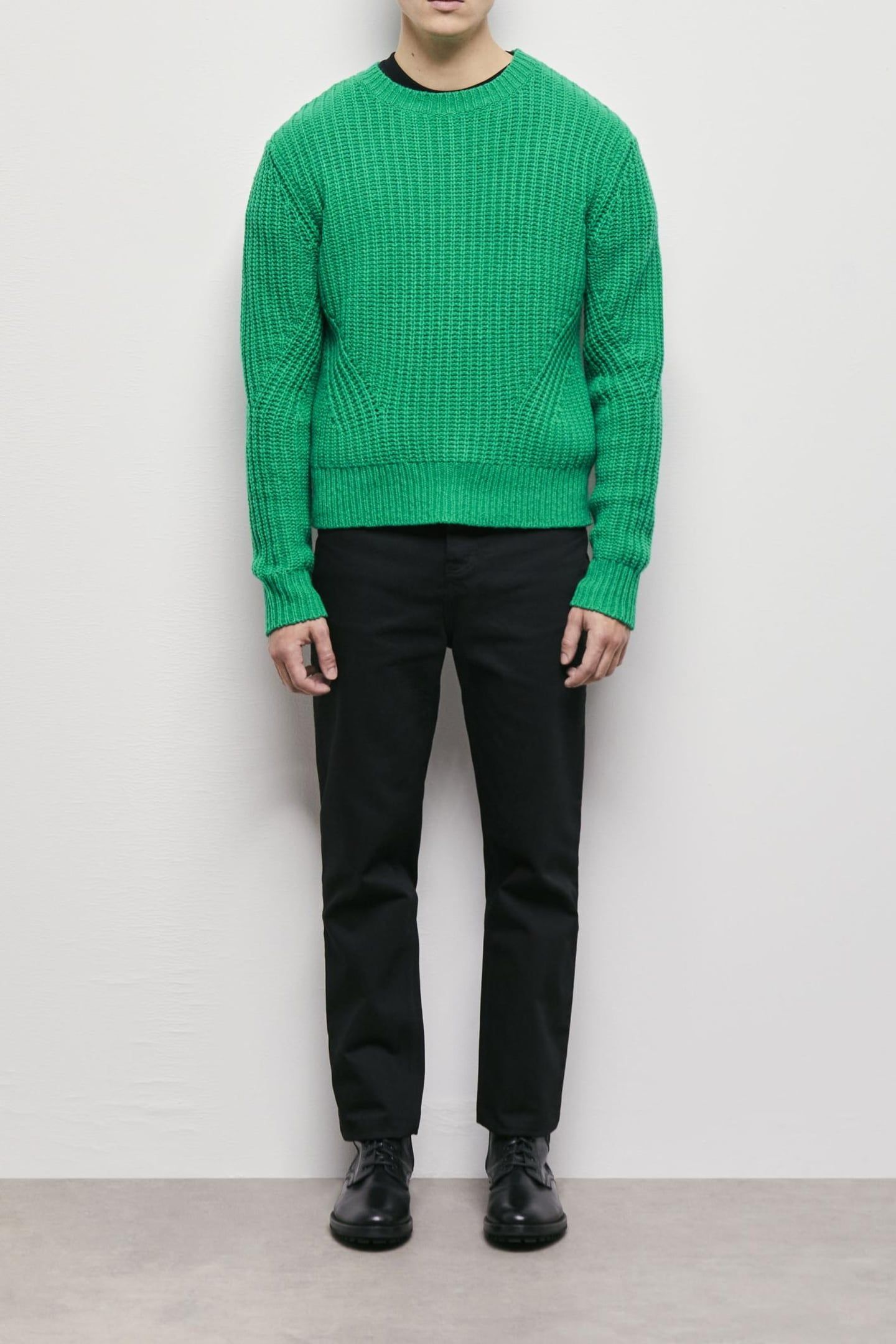 LONG-SLEEVED WOOL/NYLON SWEATER GREEN 1