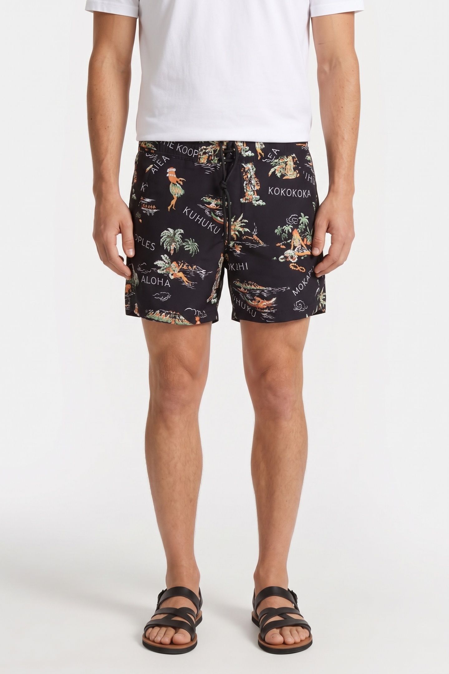 ALOHA PRINT SWIMSUIT BLACK 1