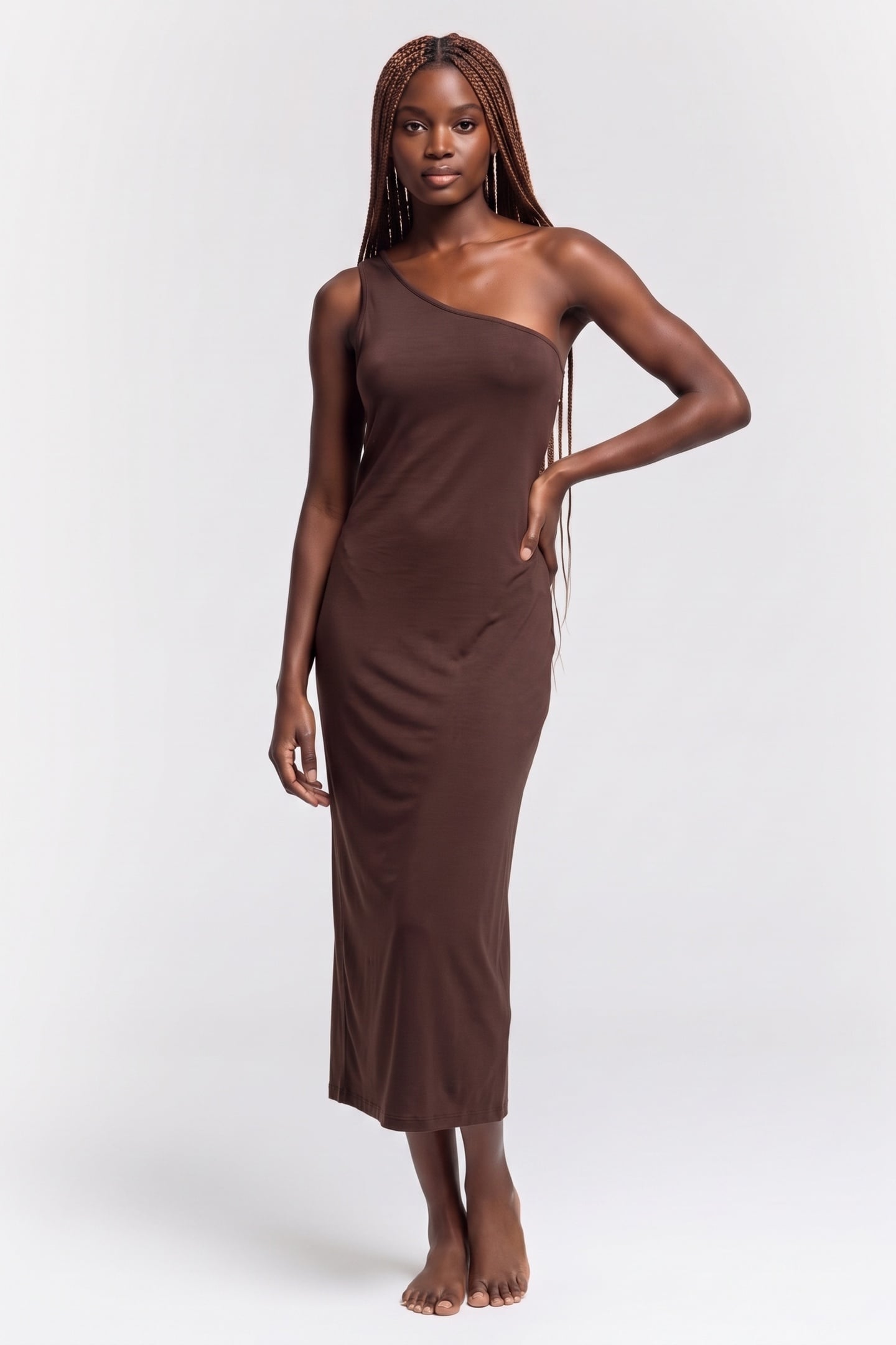 MARYAM INTERLOCK DRESS BROWN 1