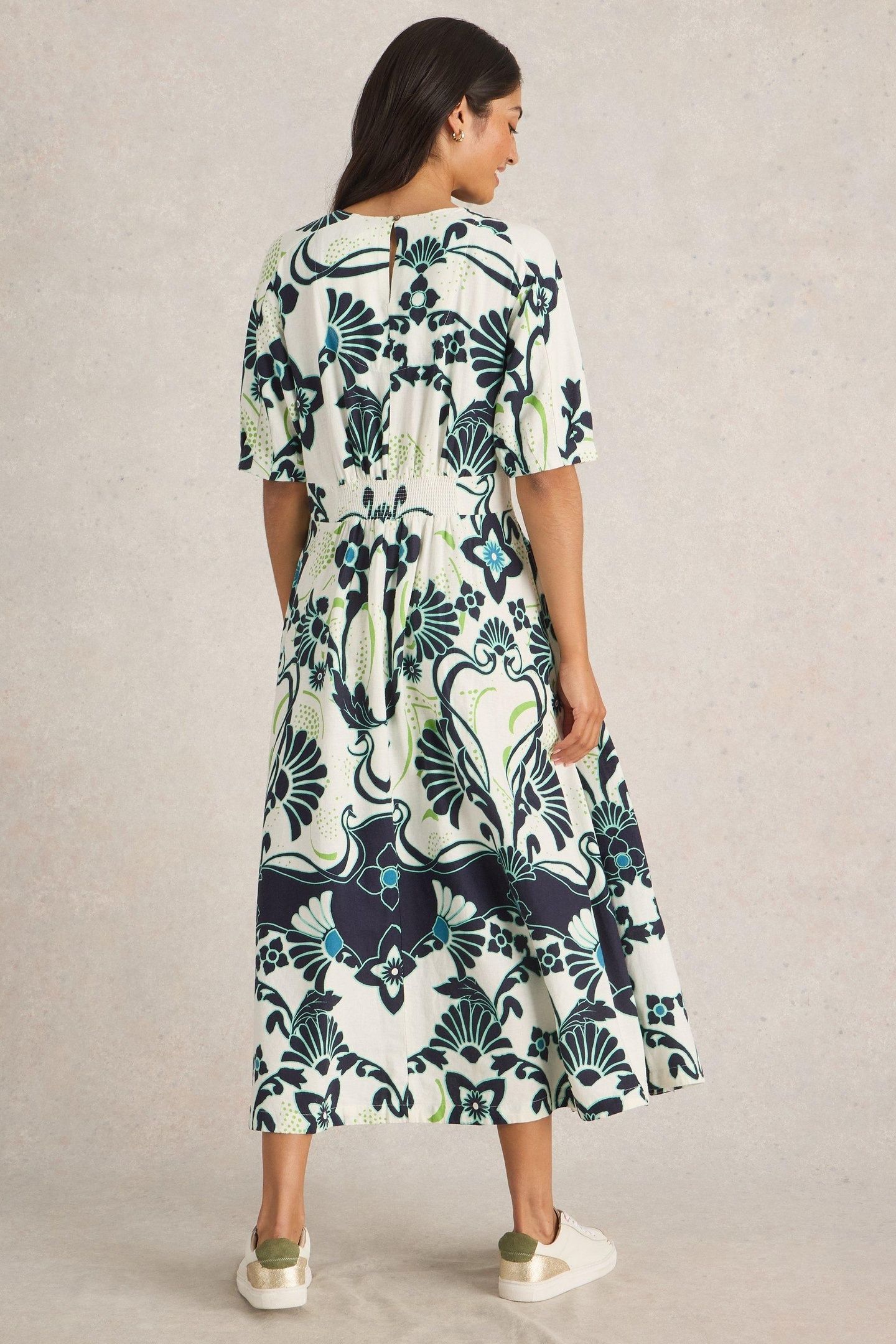 KATE LINEN BLEND DRESS IVORY PRINT 3