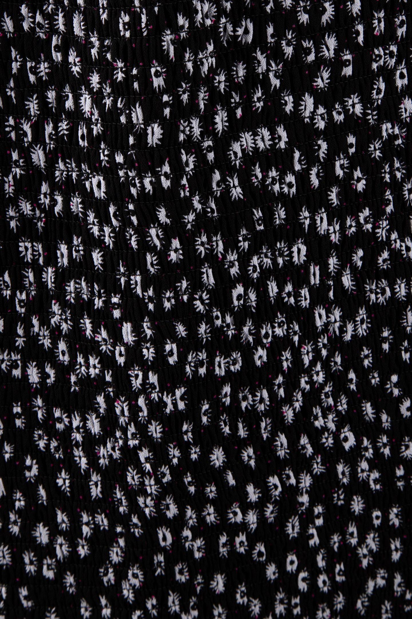 SMOCK PRINT DAISY DOT SHORT SKIRT BLACK WHITE 4