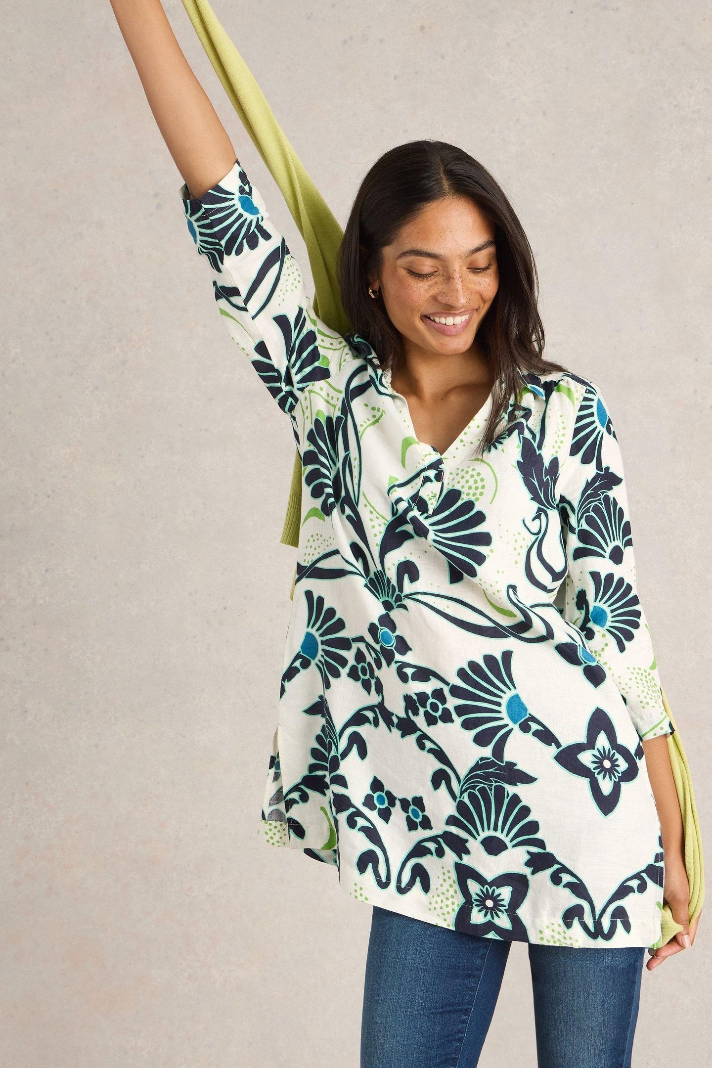 BLAKE LINEN TUNIC IVORY PRINT 7