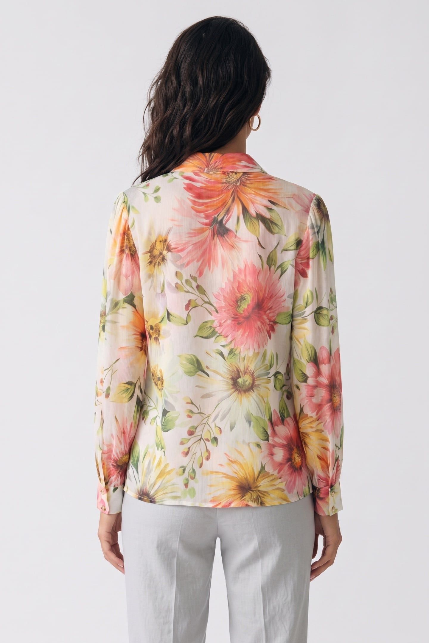 GUESS ECO LS CLARA BUTTON UP T PAINTED DAISIES PRIN 2