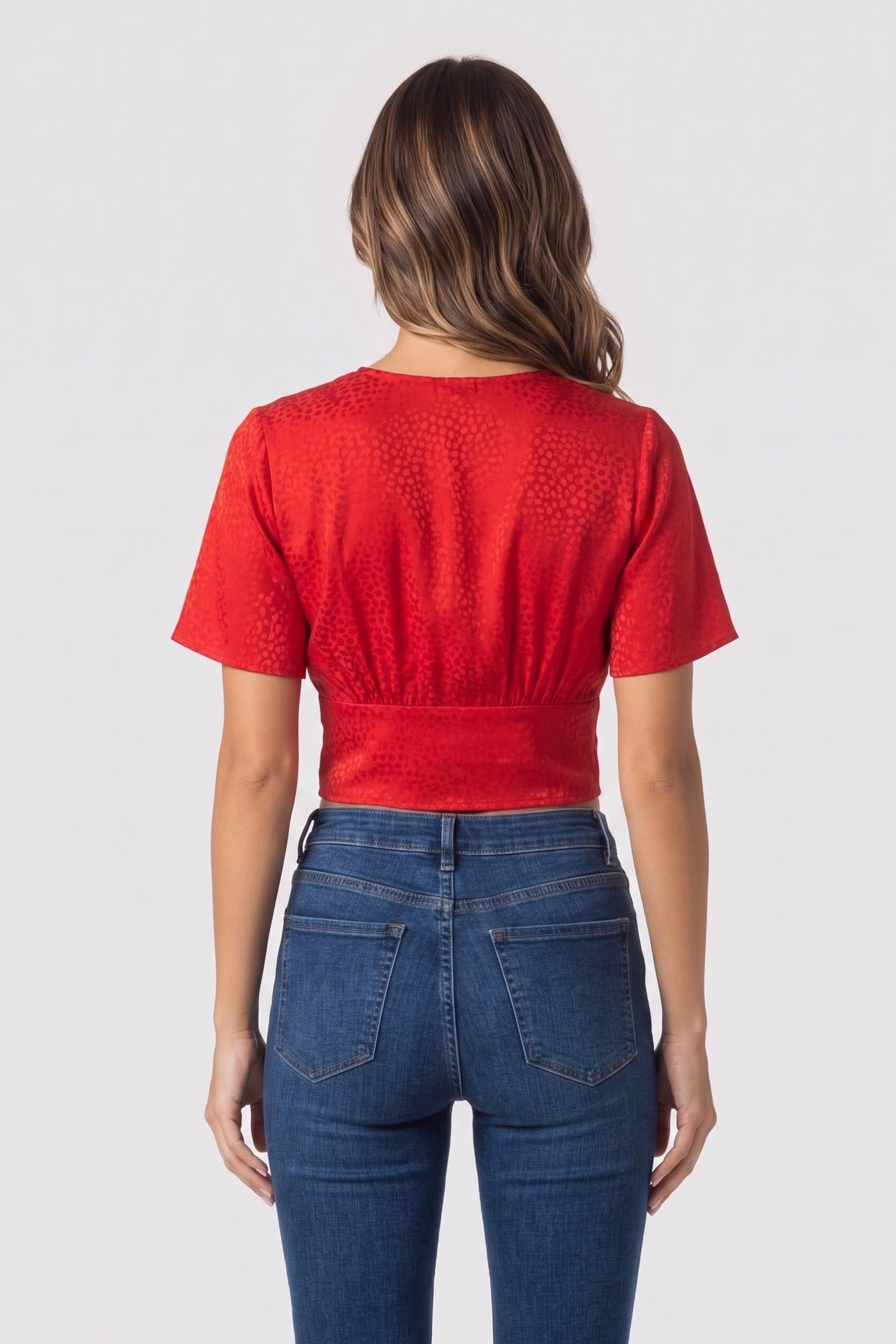 SHORT-SLEEVED TOP WITH BUTTON FRONT ORIENTAL RED 2