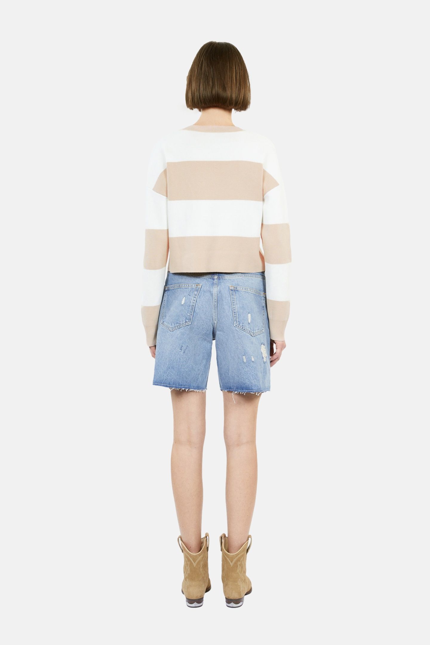 PULL RAYE BICOLOR BEIGE ECRU 4
