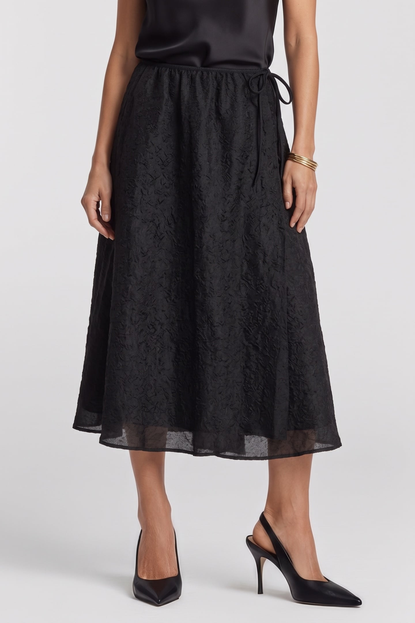 TACI BROCADE SKIRT BLACK 1