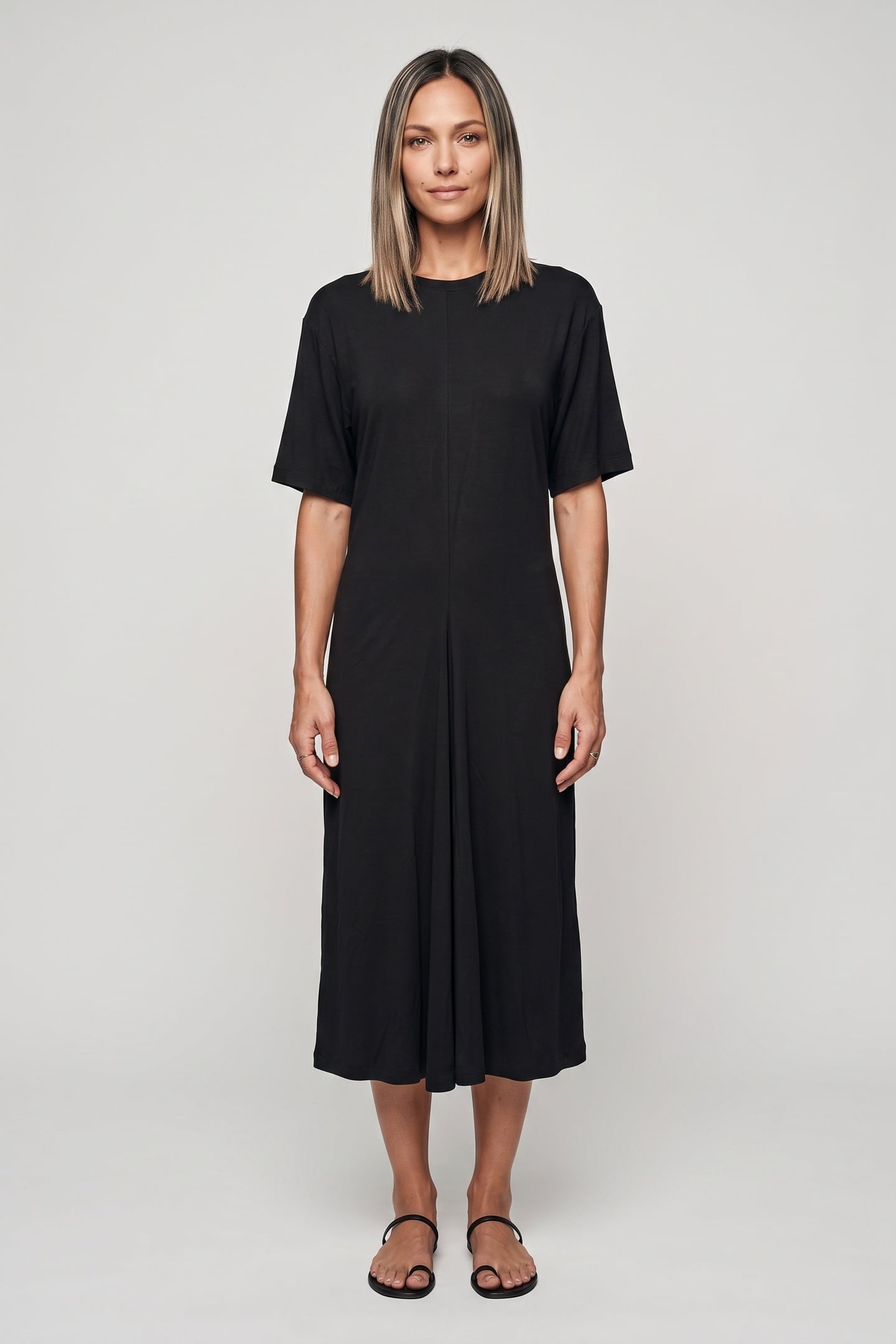 VIENTO VISCOSE CREPE DRESS BLACK 1