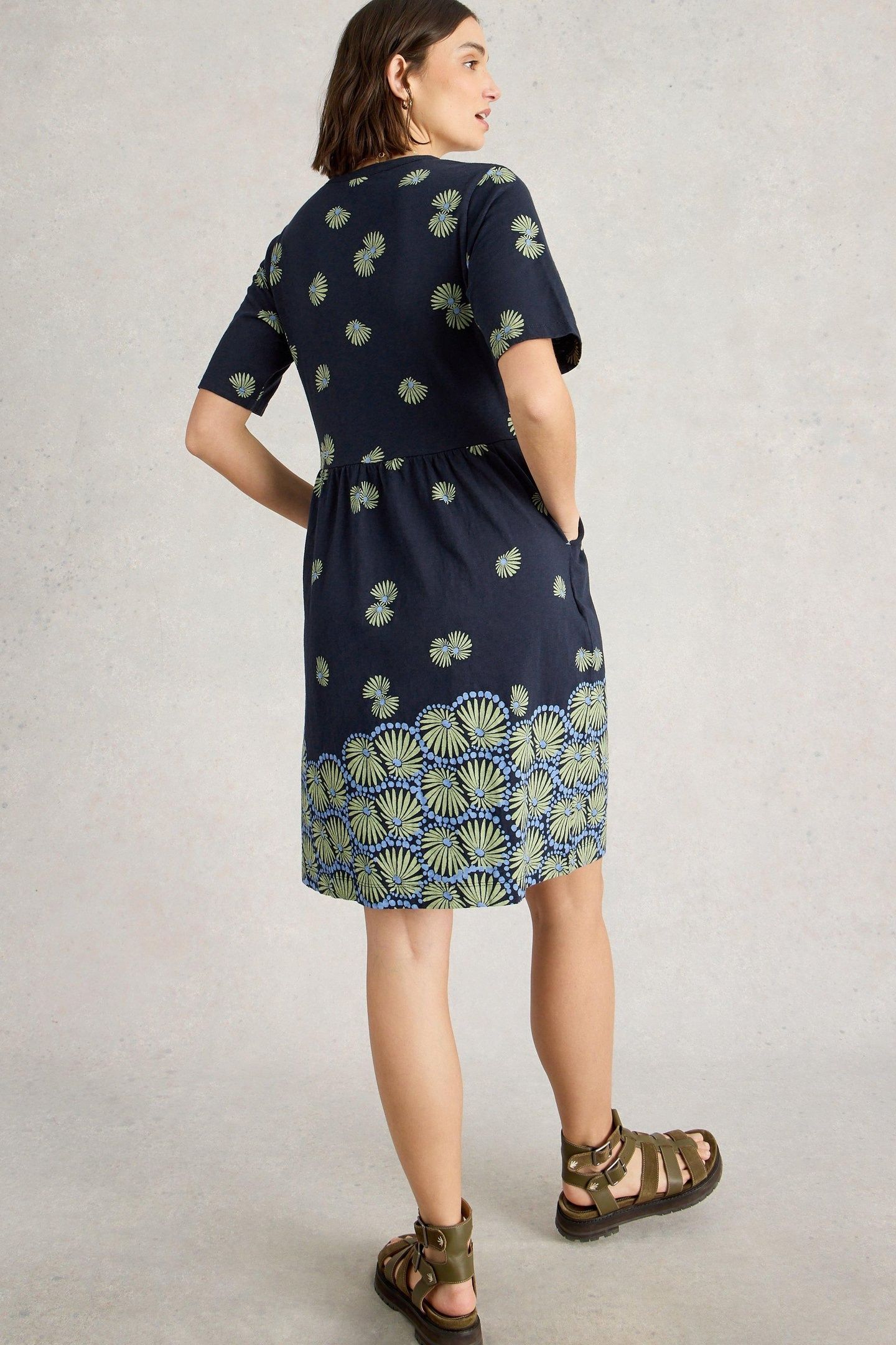 THEA JERSEY DRESS NAVY PRINT 3