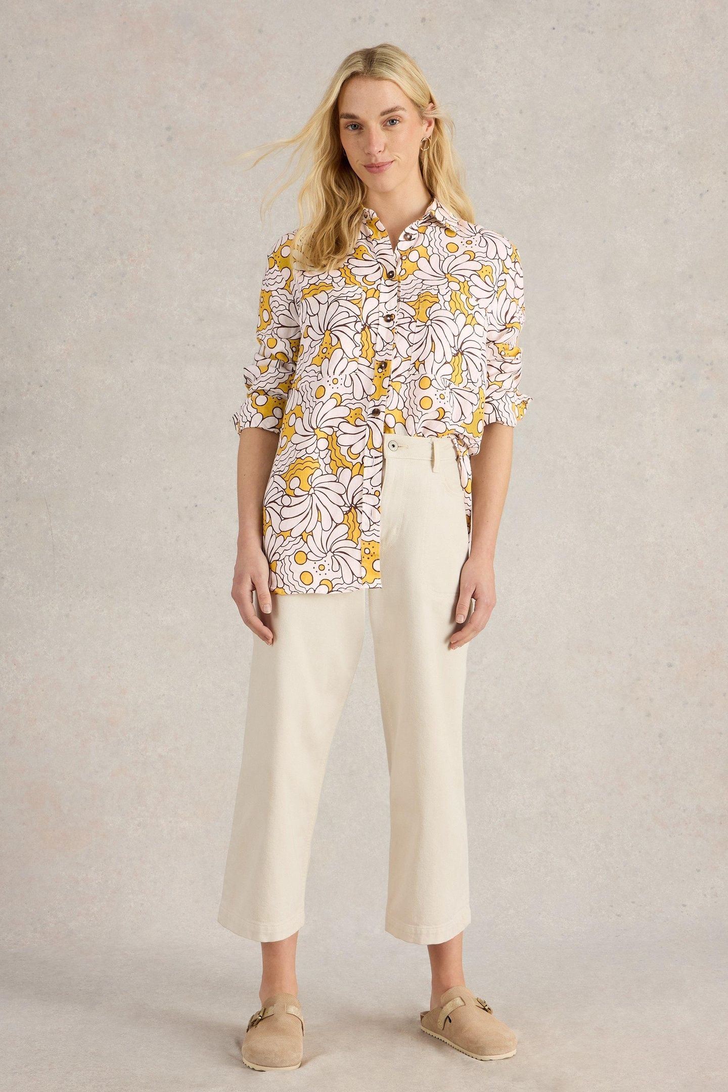 LYDIA LINEN SHIRT YELLOW PRINT 2