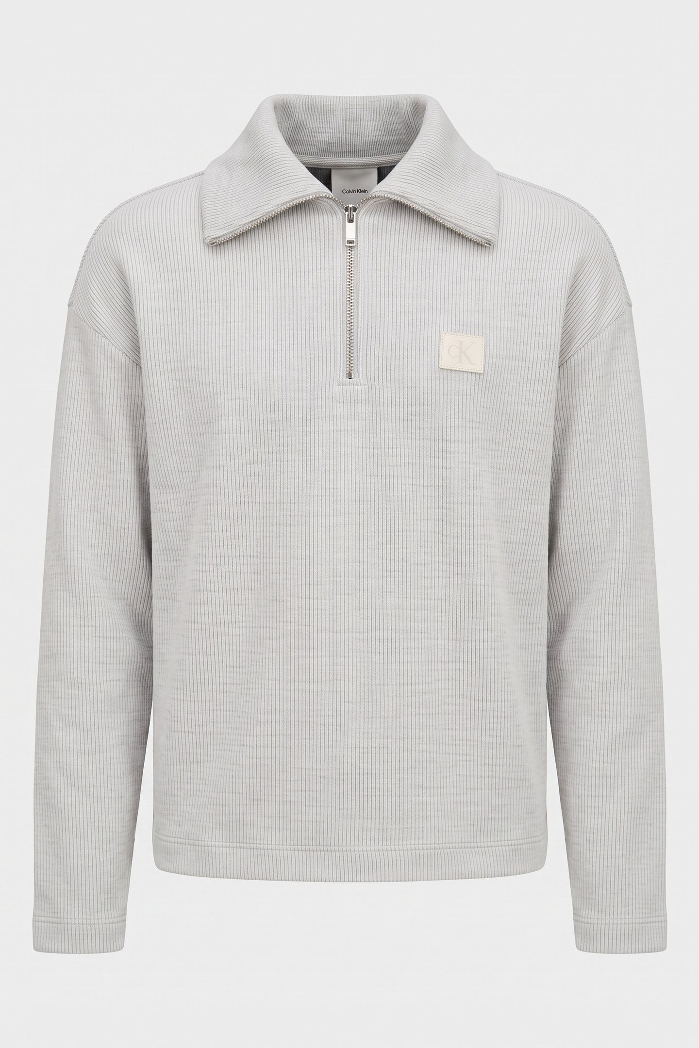 LS BRUSHED RIB QUARTER ZIP CHALK 3