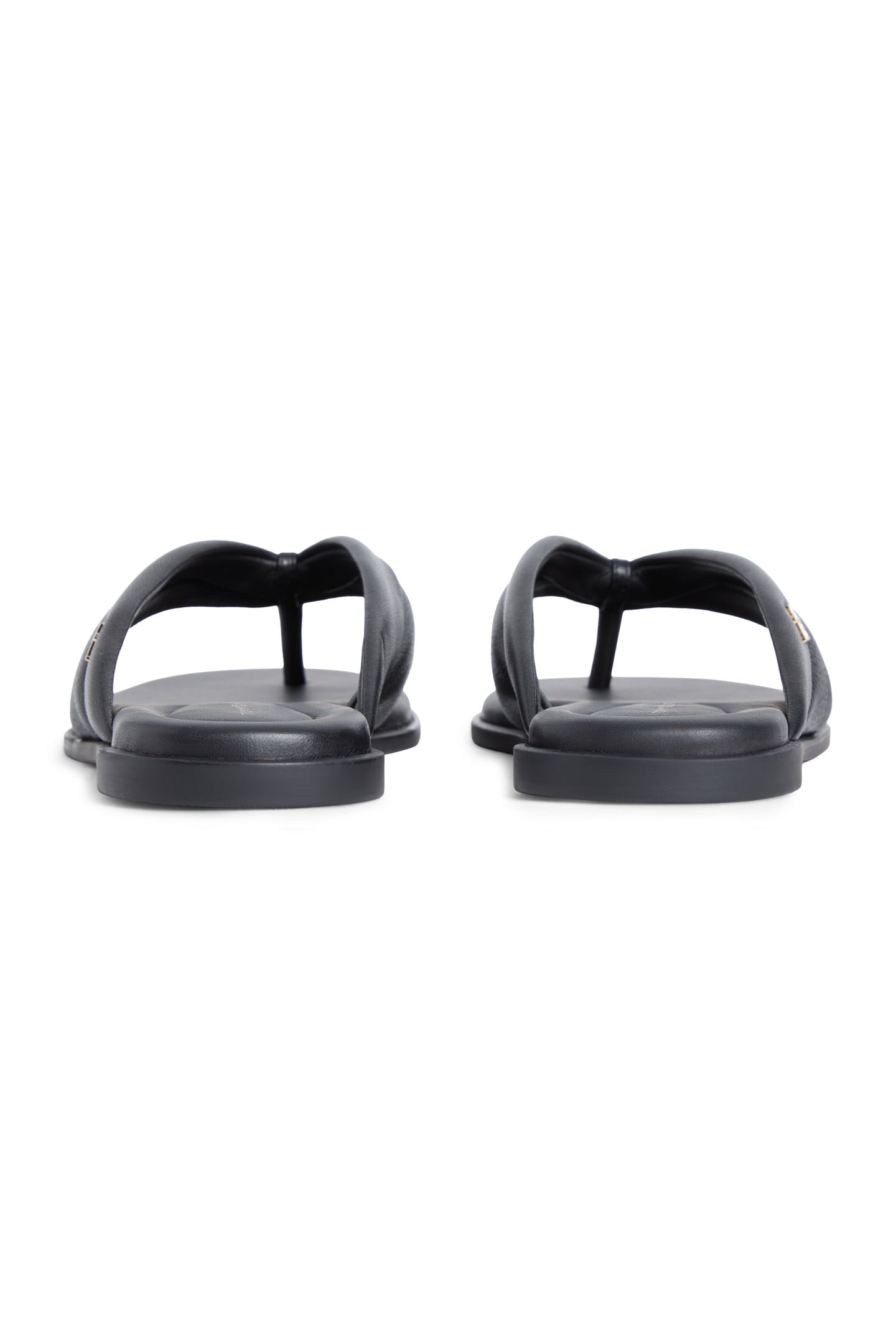ELEVATED TOE POST FLAT SANDALS BLACK 2