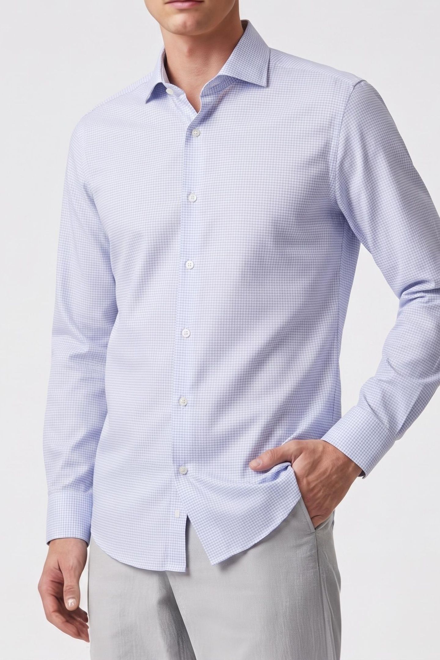 SLIM PERF SOLID SHIRT BLUE 1